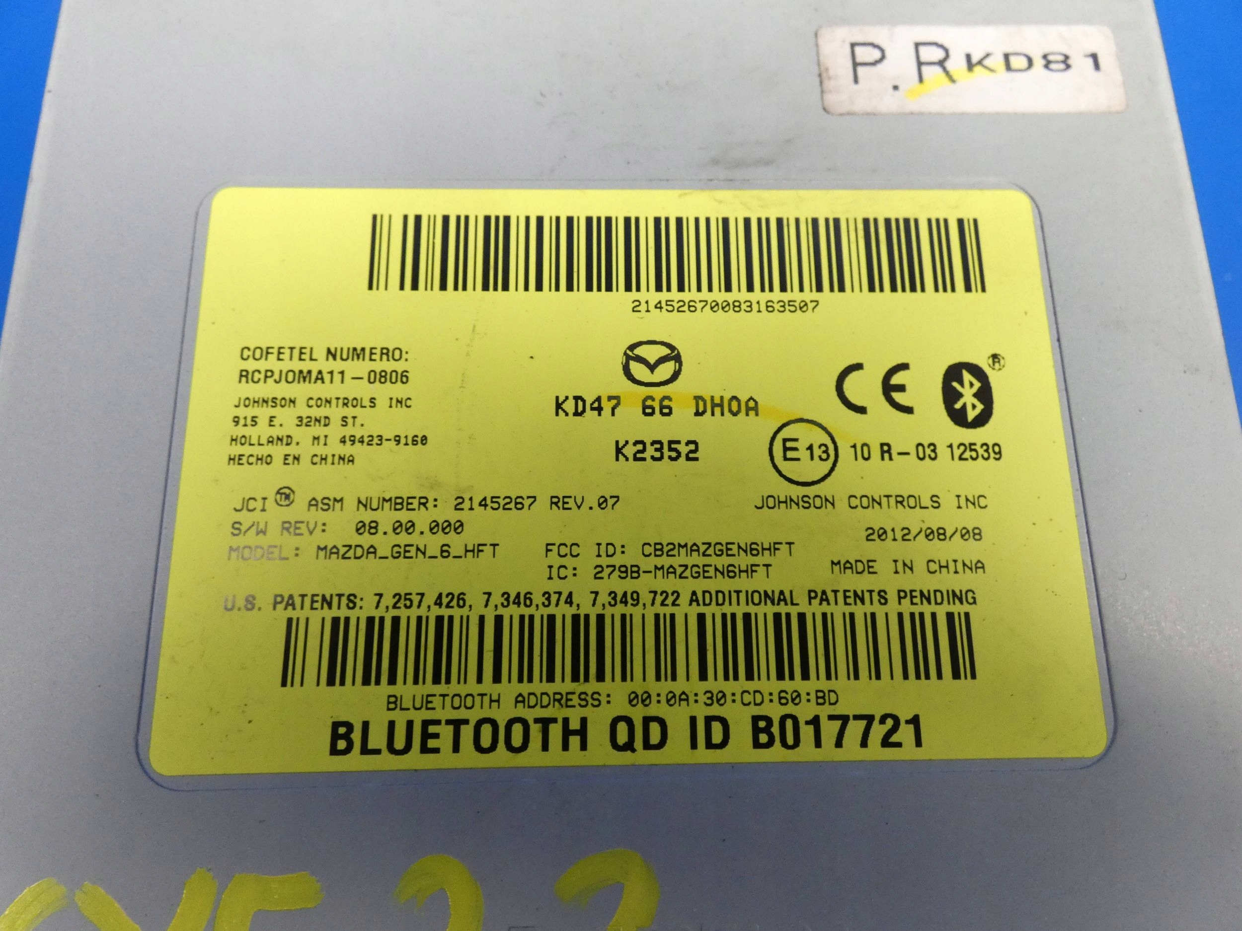 MAZDA CX5 CX-5 6 GJ 3 BM module control unit BLUETOOTH