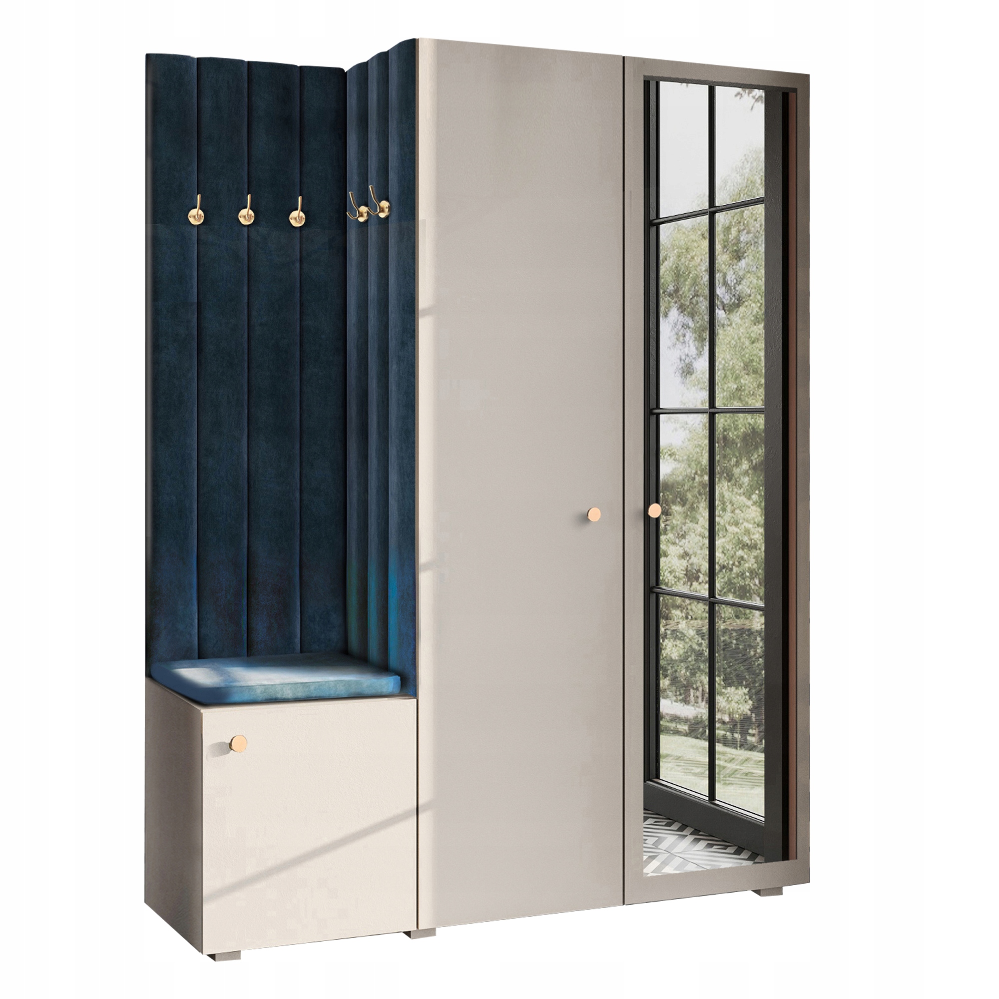 Šatník Do Předsíně Se Sedákem Se Zrcadlem Kašmír Gałka Zlatá 74