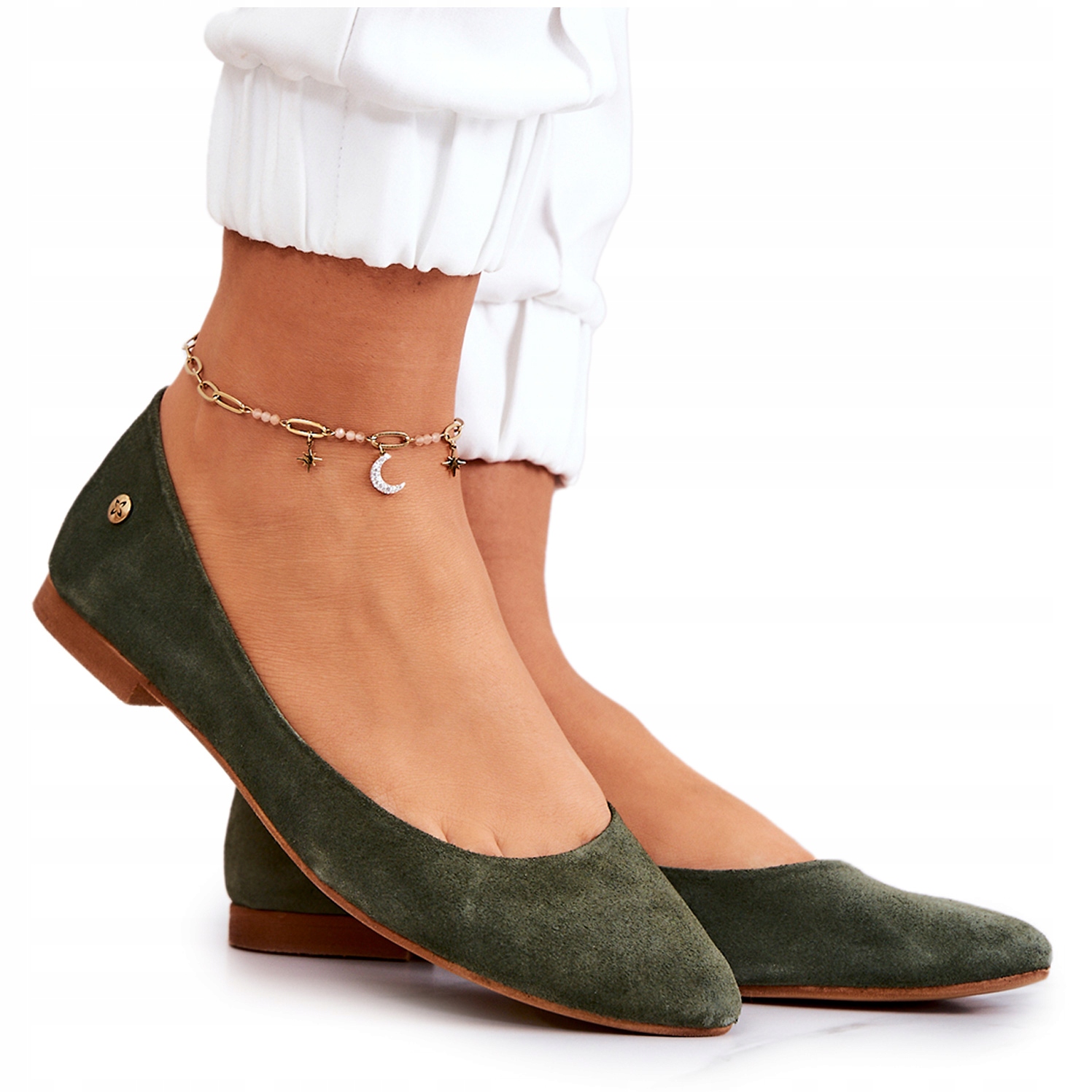 

Zamszowe Baleriny Maciejka Khaki 04100-45 37