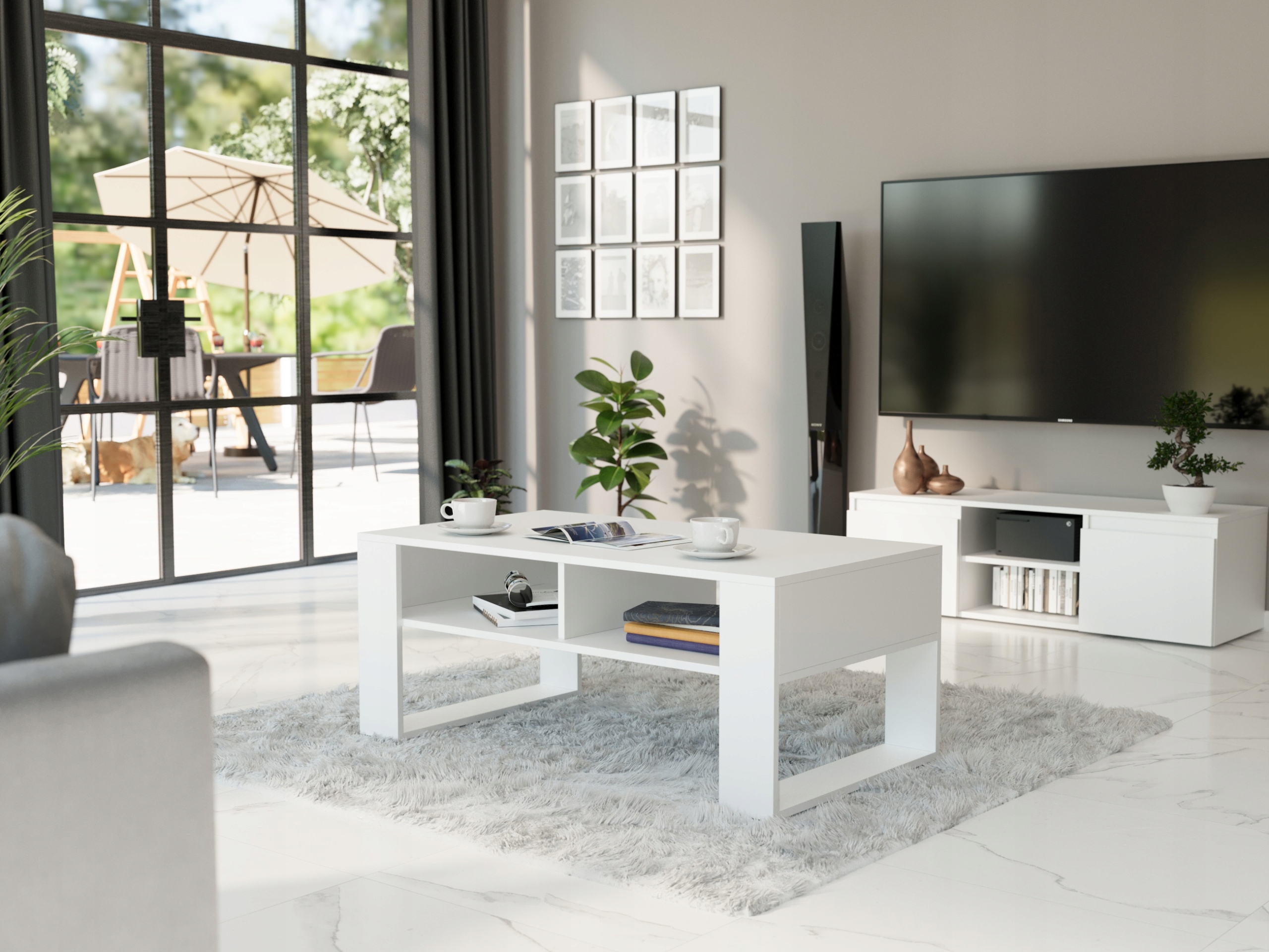 Meble Stolik kawowy ława półka biały 90x58x55cm produkt polski A-6