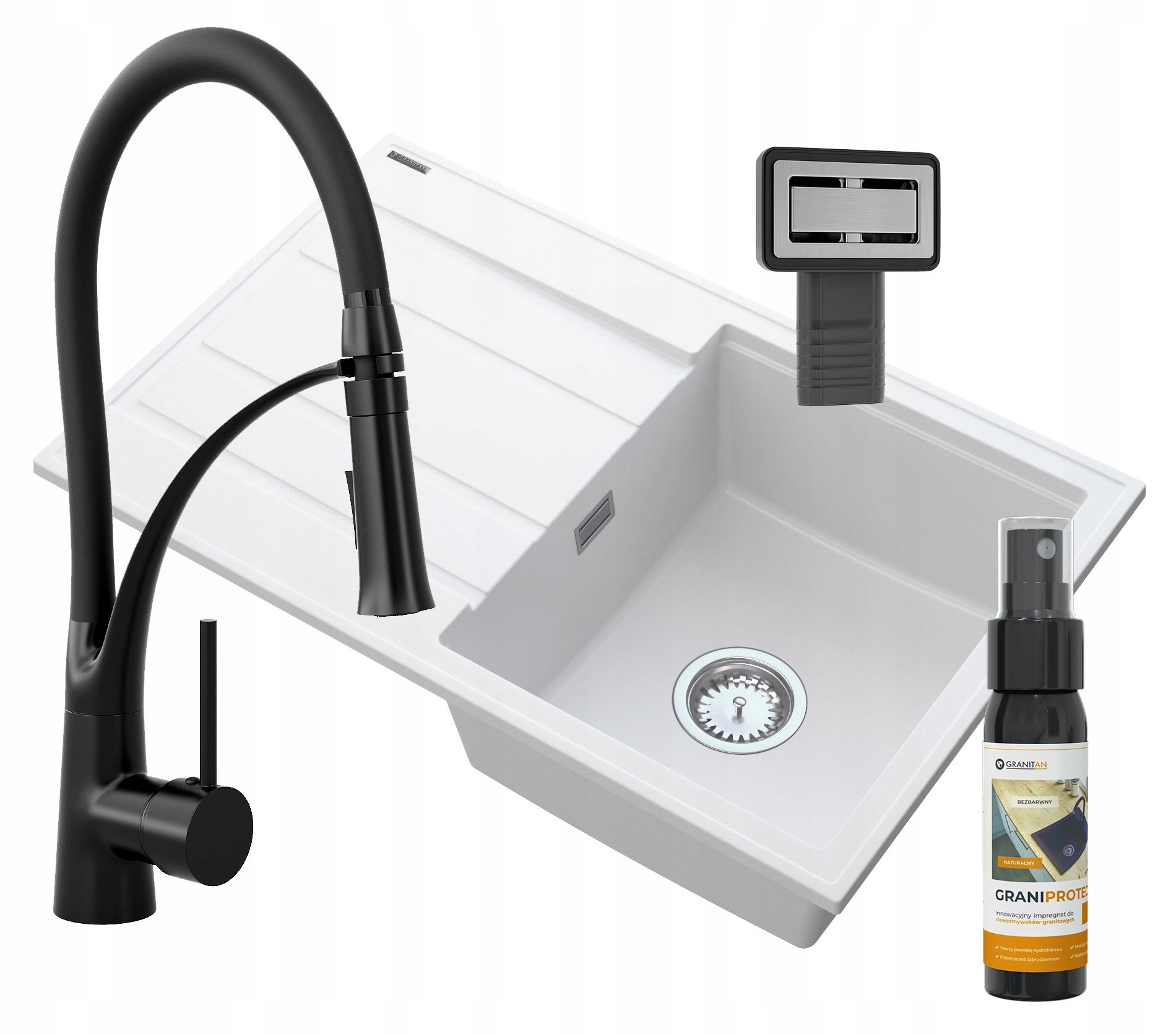 Granitový Dřez Bílý S Černým Umyvadlem