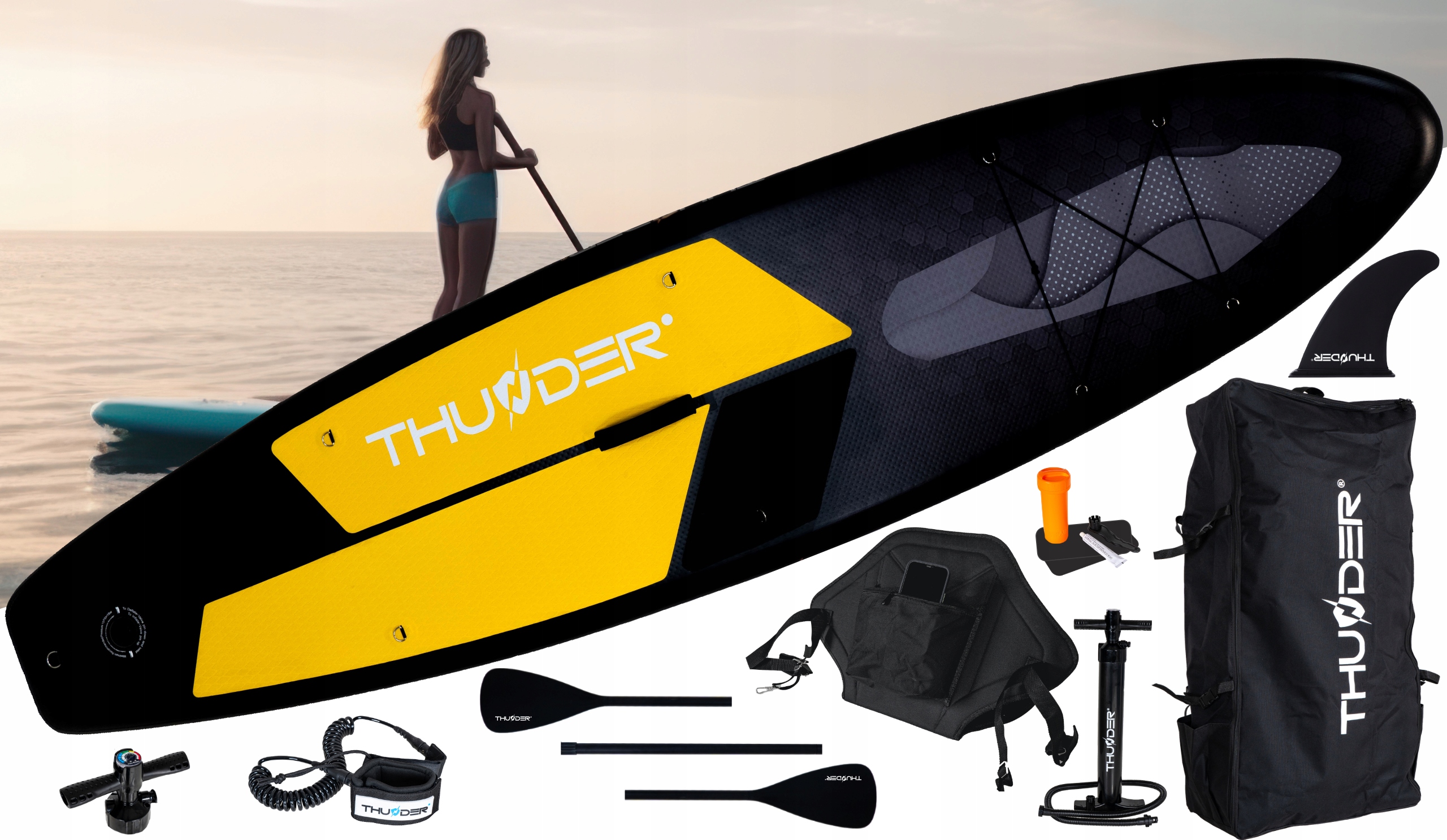 Deska SUP 320CM wyporna nadmuchiwana krzesełko + akcesoria Thunder Płeć nie dotyczy