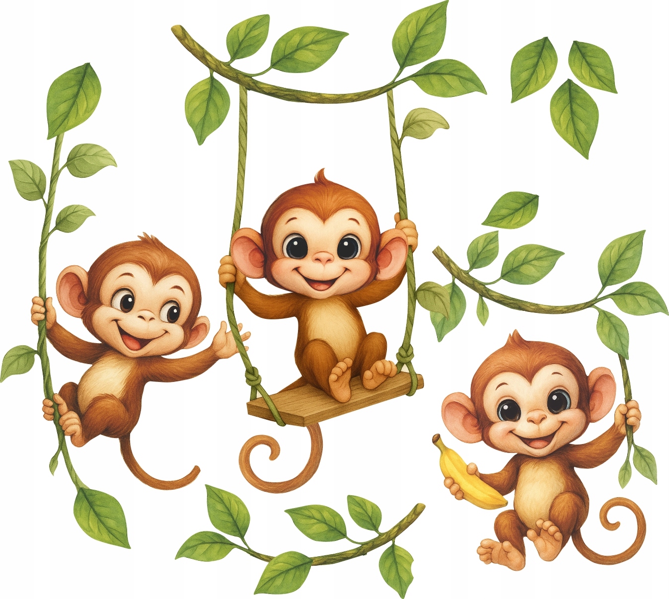 NAKLEJKI NA ŚCIANĘ MAŁPKI MAŁPY 50x100cm MP1