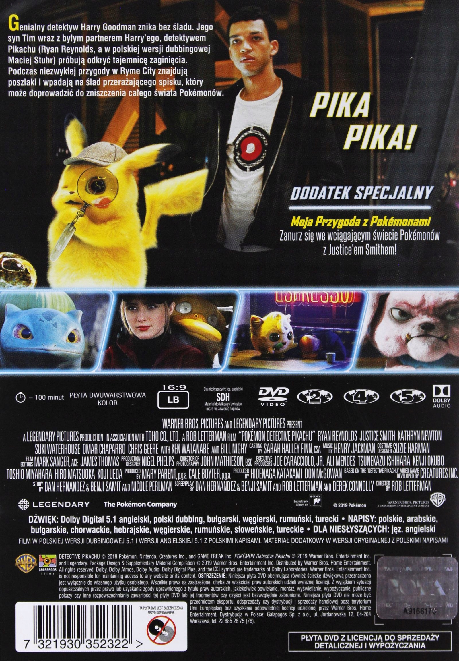 POKEMON DETECTIVE PIKACHU (DVD) Stan opakowania oryginalne