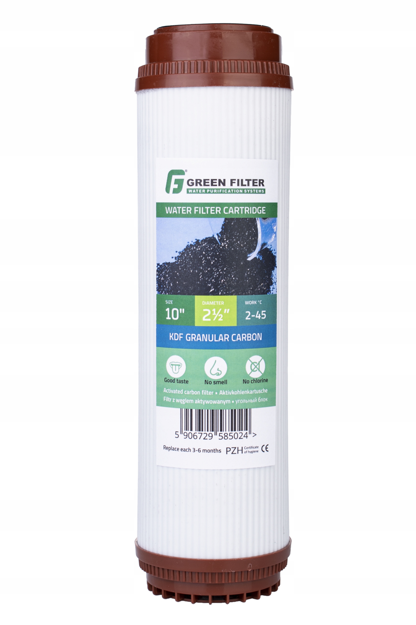 Uhlíkový filtr na vodu granulovaný Kdf 10" Green Filter