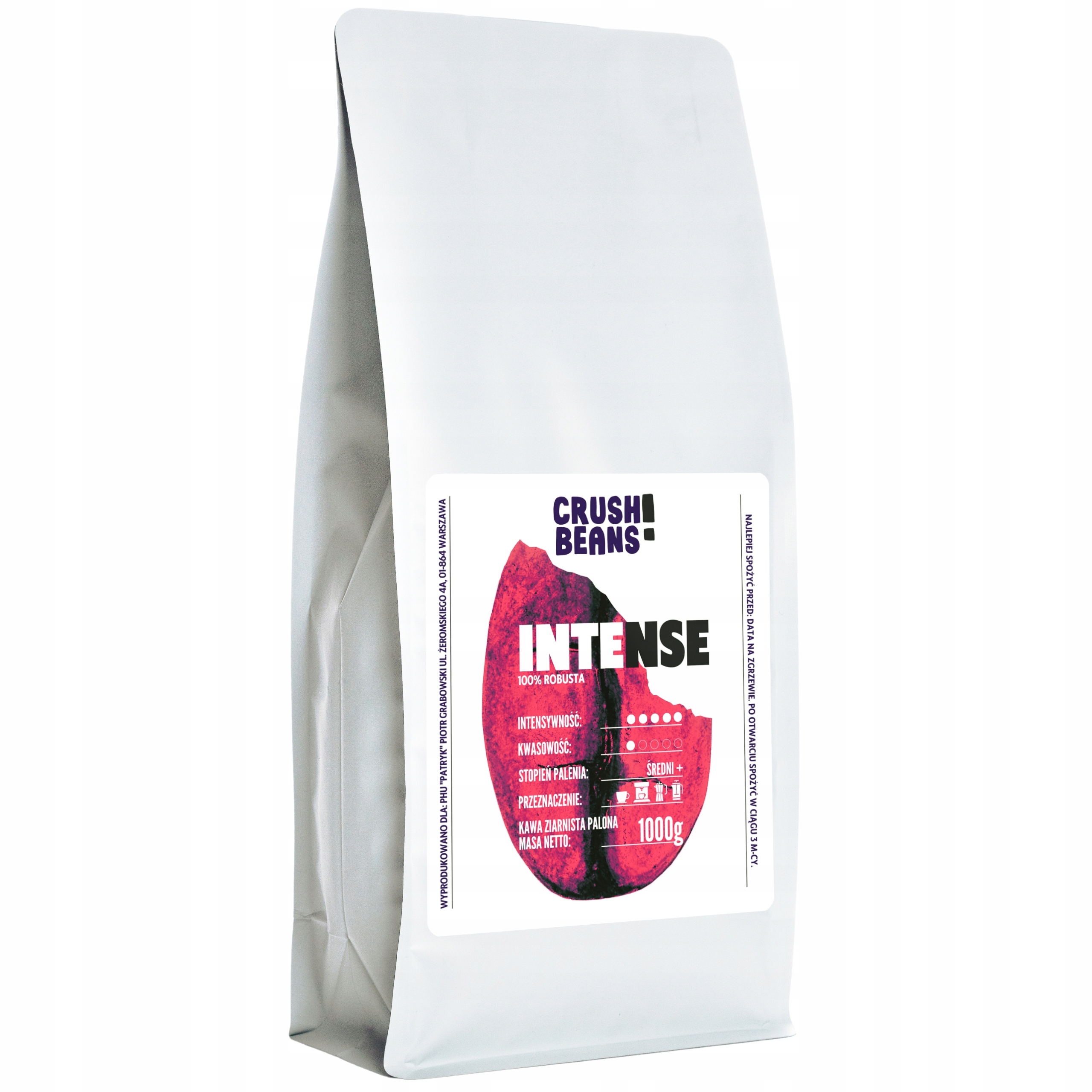 Levně Mletá káva 1 kg Intense Crush Beans Silná