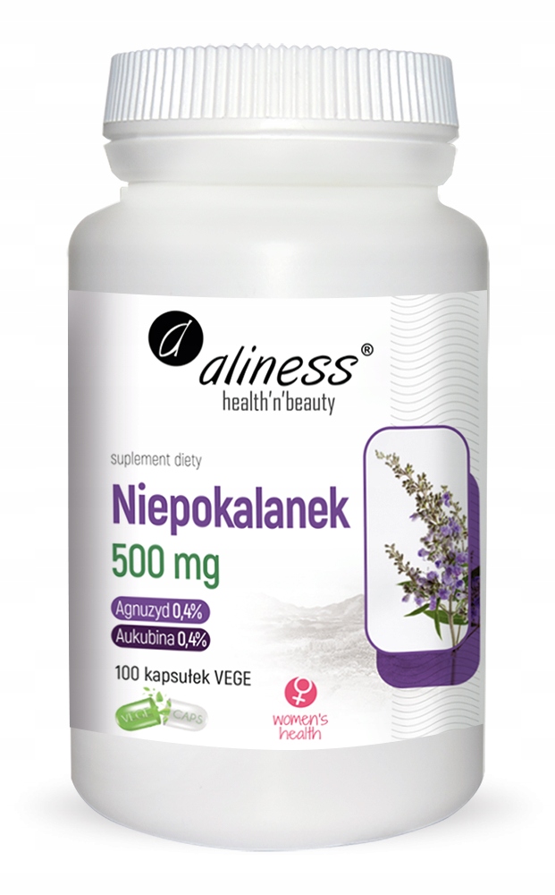 Niepokalanek 500mg ALINESS 100 kapsułek PMS RÓWNOWAGA HORMONALNA MENOPAUZA — 4