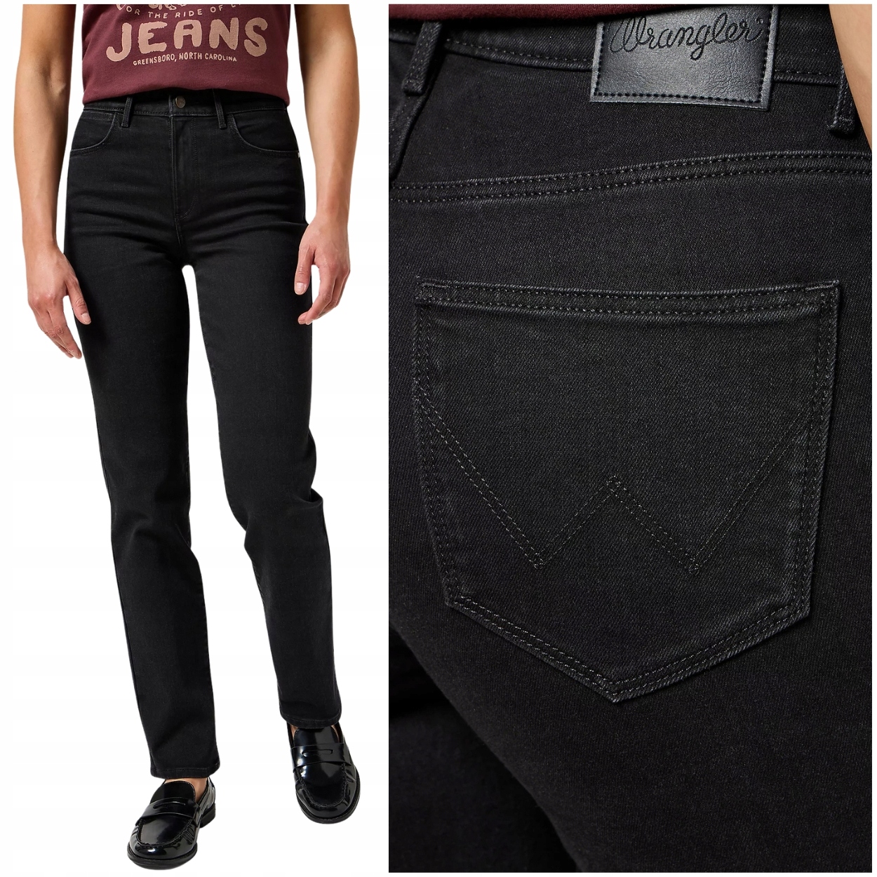 Wrangler Straight Drainpipe černé jednoduché dámské džínové kalhoty W26 L32