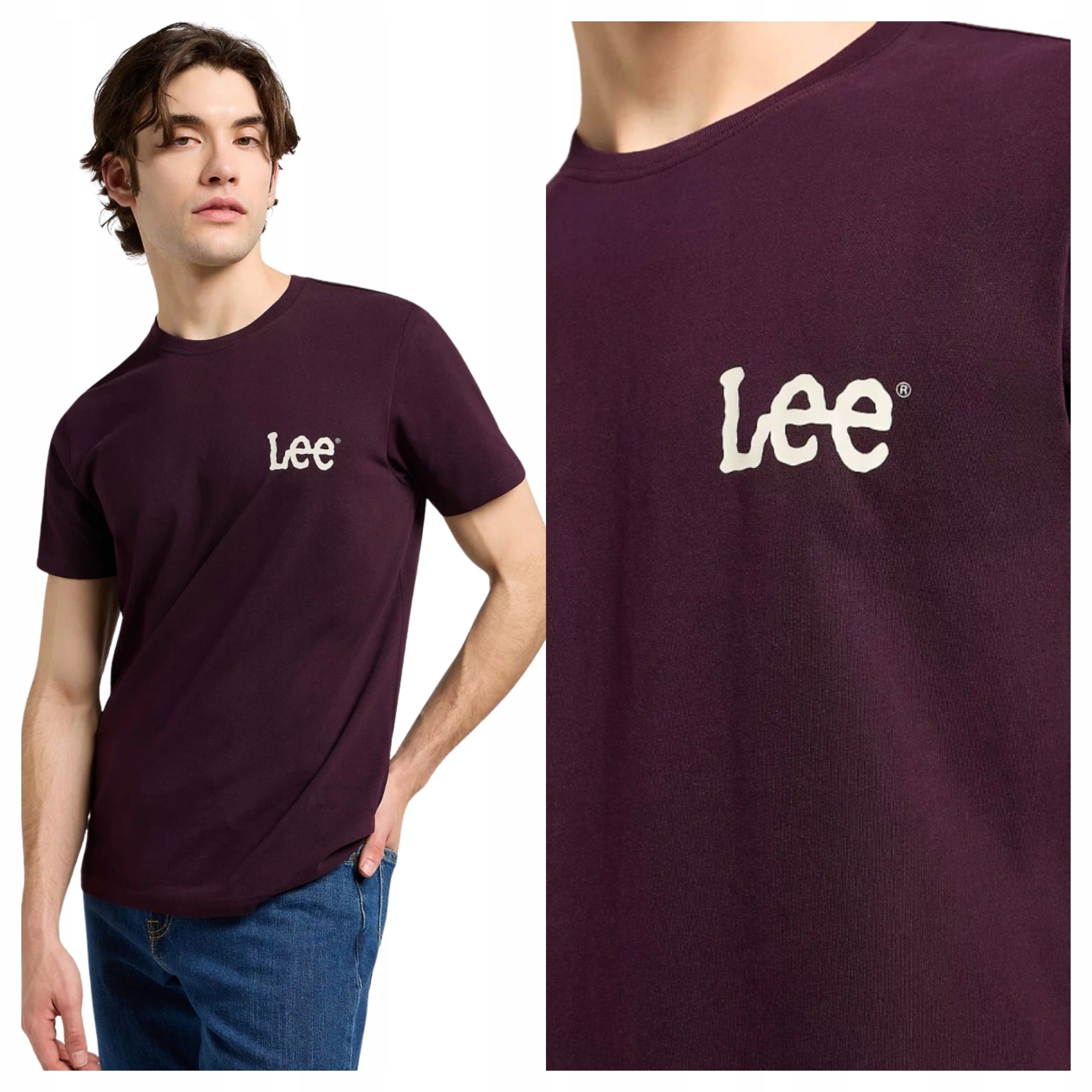 Tričko Pánské Lee Medium Wobbly Lee Tee Bordó Bavlna M