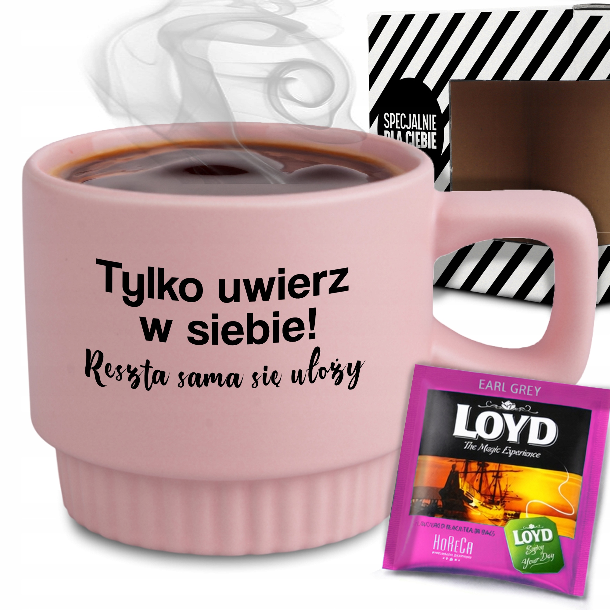 Ryhovaný Hrnček, Sada V Krabici Ružový Čaj, Verte V Seba! Darček