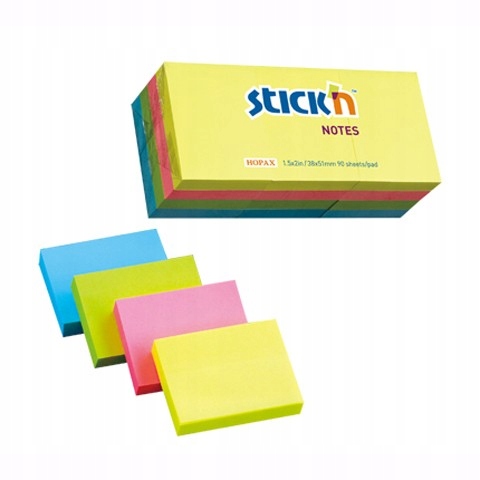 

Karteczki Stick'n 38 X 51 MM 4 Kol Neon 12 X 100