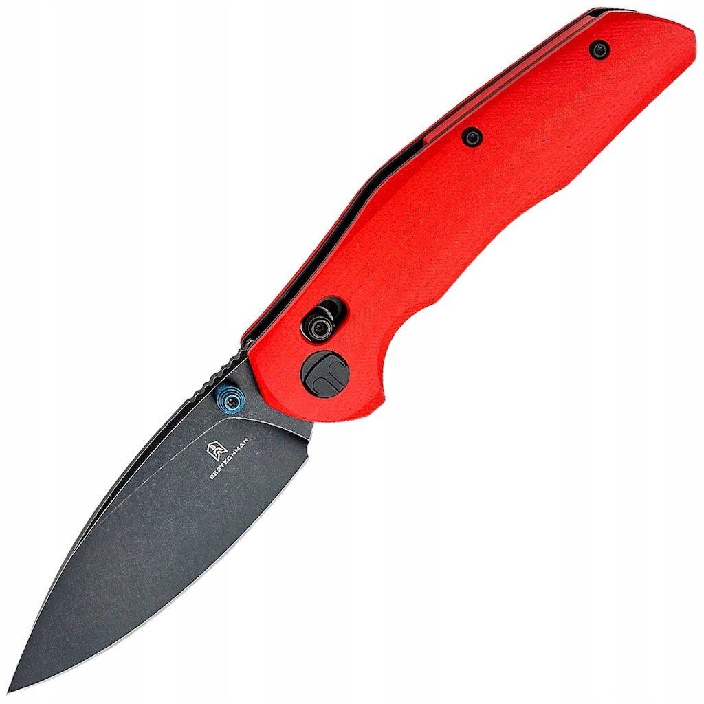 Nóż składany z klipsem Edc Bestechman Ronan Black Titanized Stonewash Red