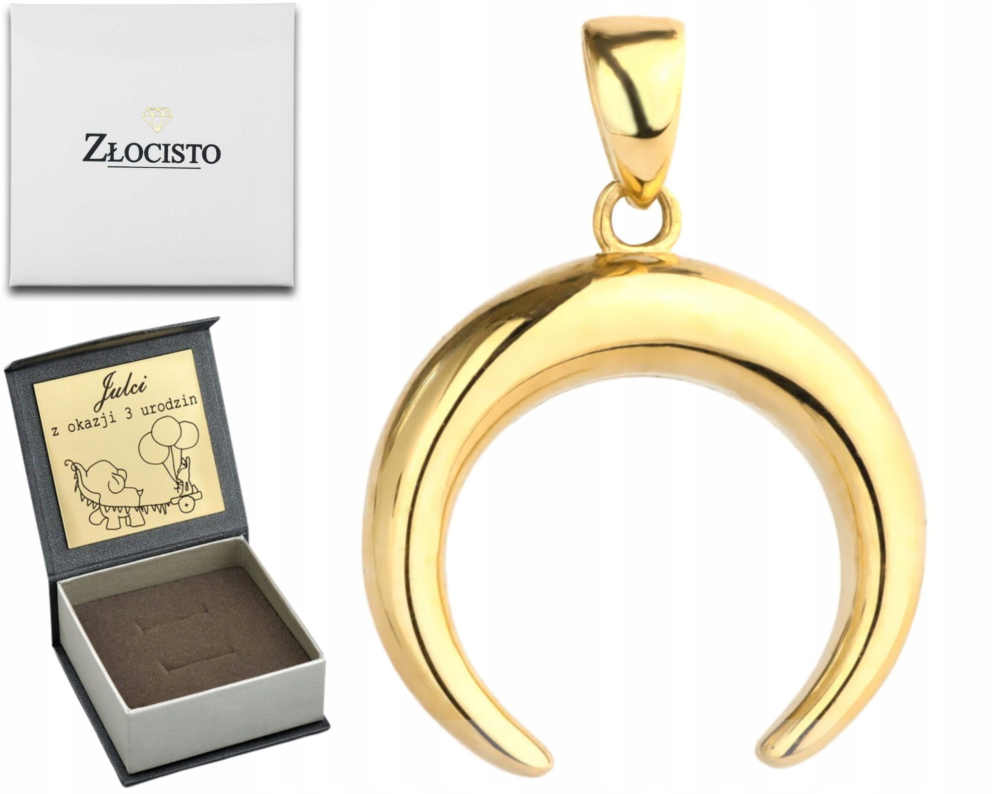 Zlatý přívěsek Přívěsek Měsíc 585 Gravírování Zlato 14K Dárek