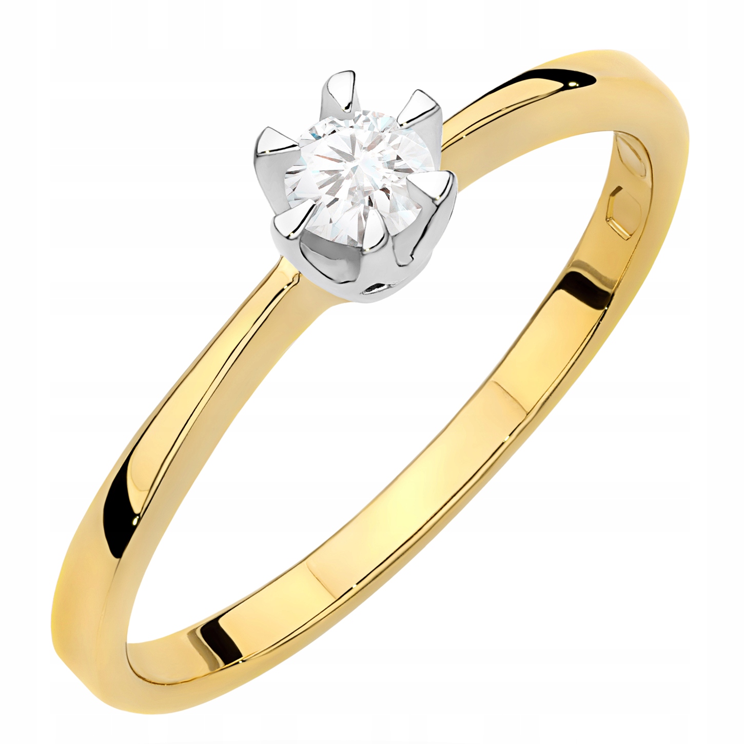 Zlatý Prstýnek pr. 585 Zásnubní s Briliantem 0,15ct 14k