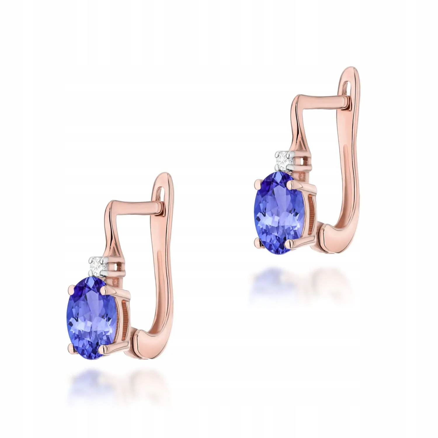 Złote kolczyki Tanzanit 2 x 0,40ct różowe złoto pr. 585