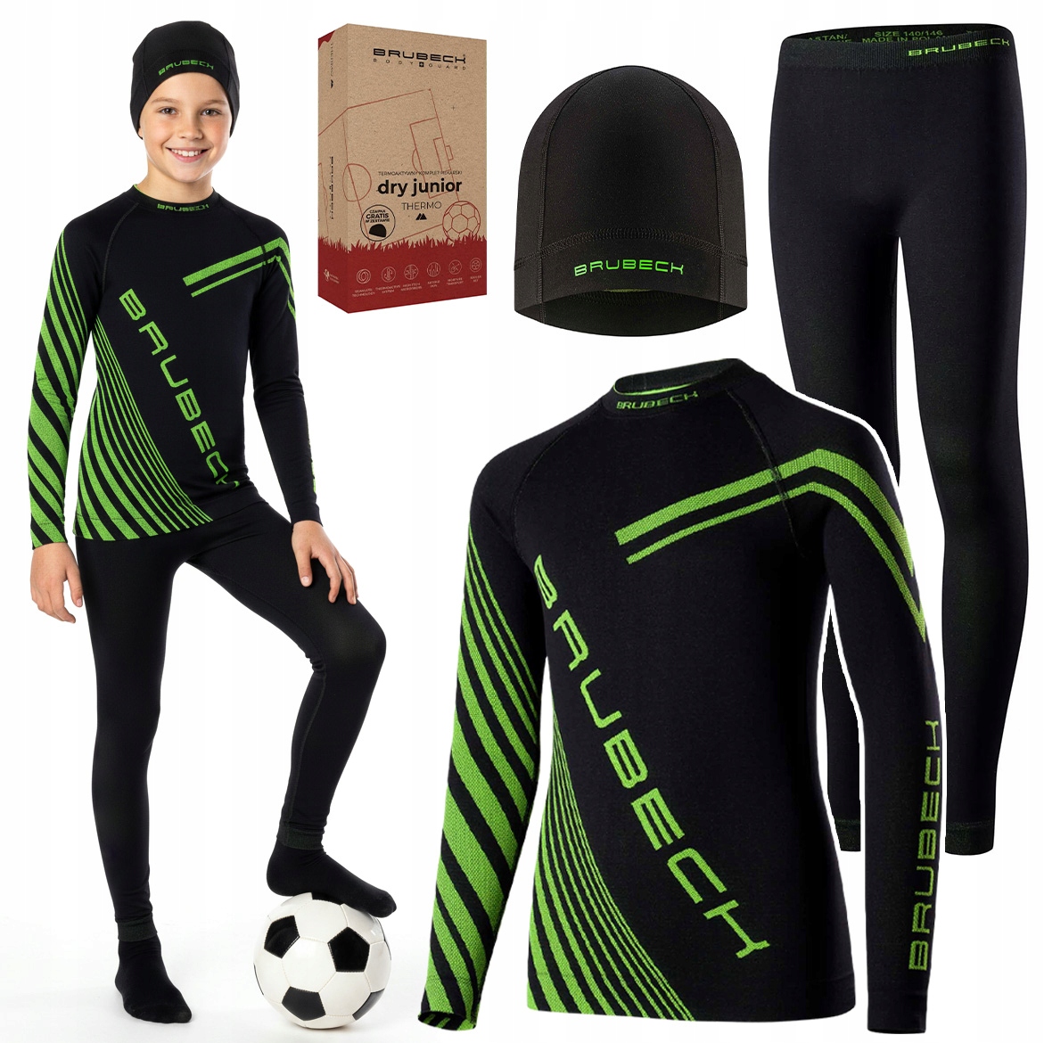 Termoaktivní fotbalové spodní prádlo pro chlapce Brubeck Dry Junior 152/158