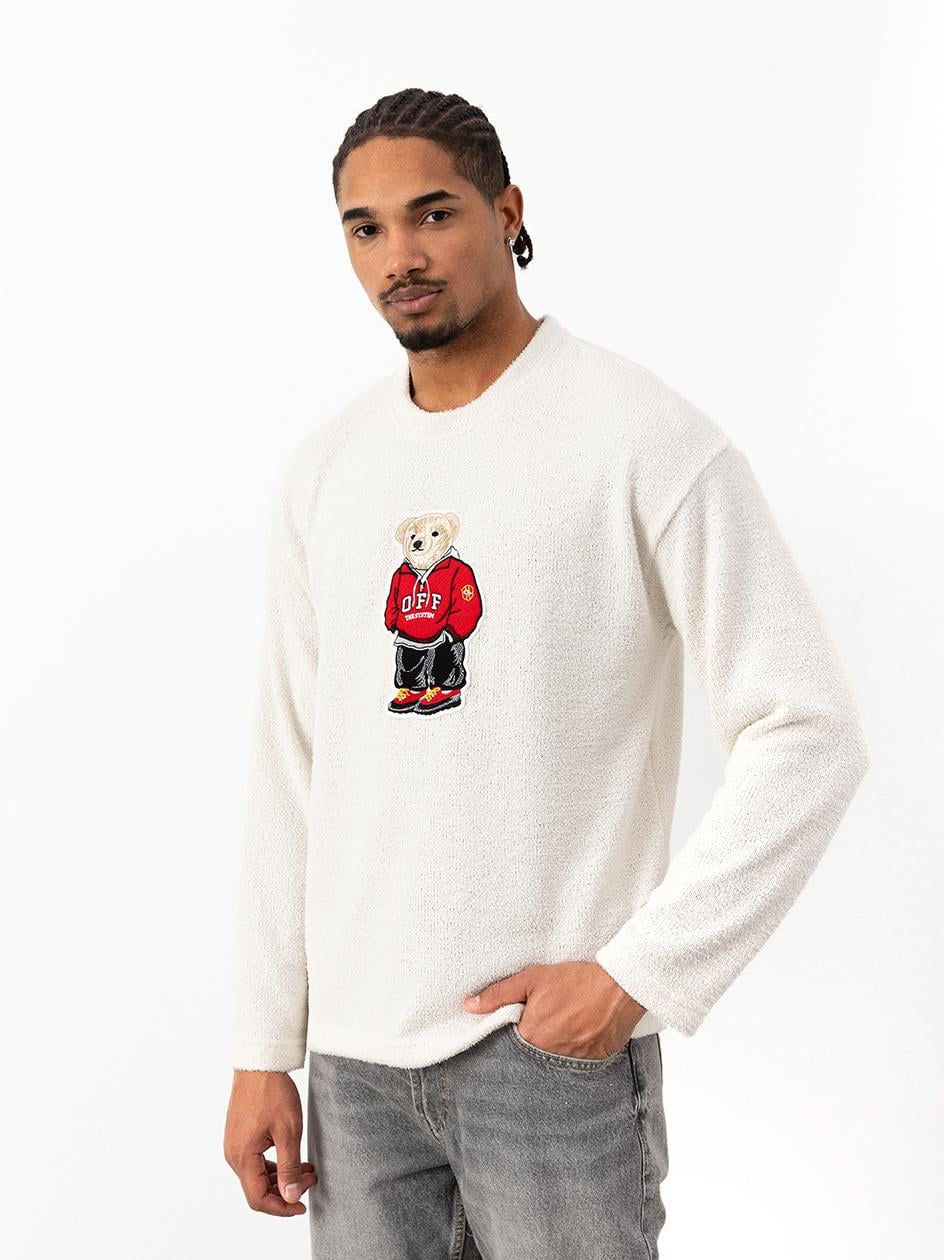 Pánský Svetr S Medvídkem Módní Bílý Beránek Mikina Plyšový S Výšivkou M