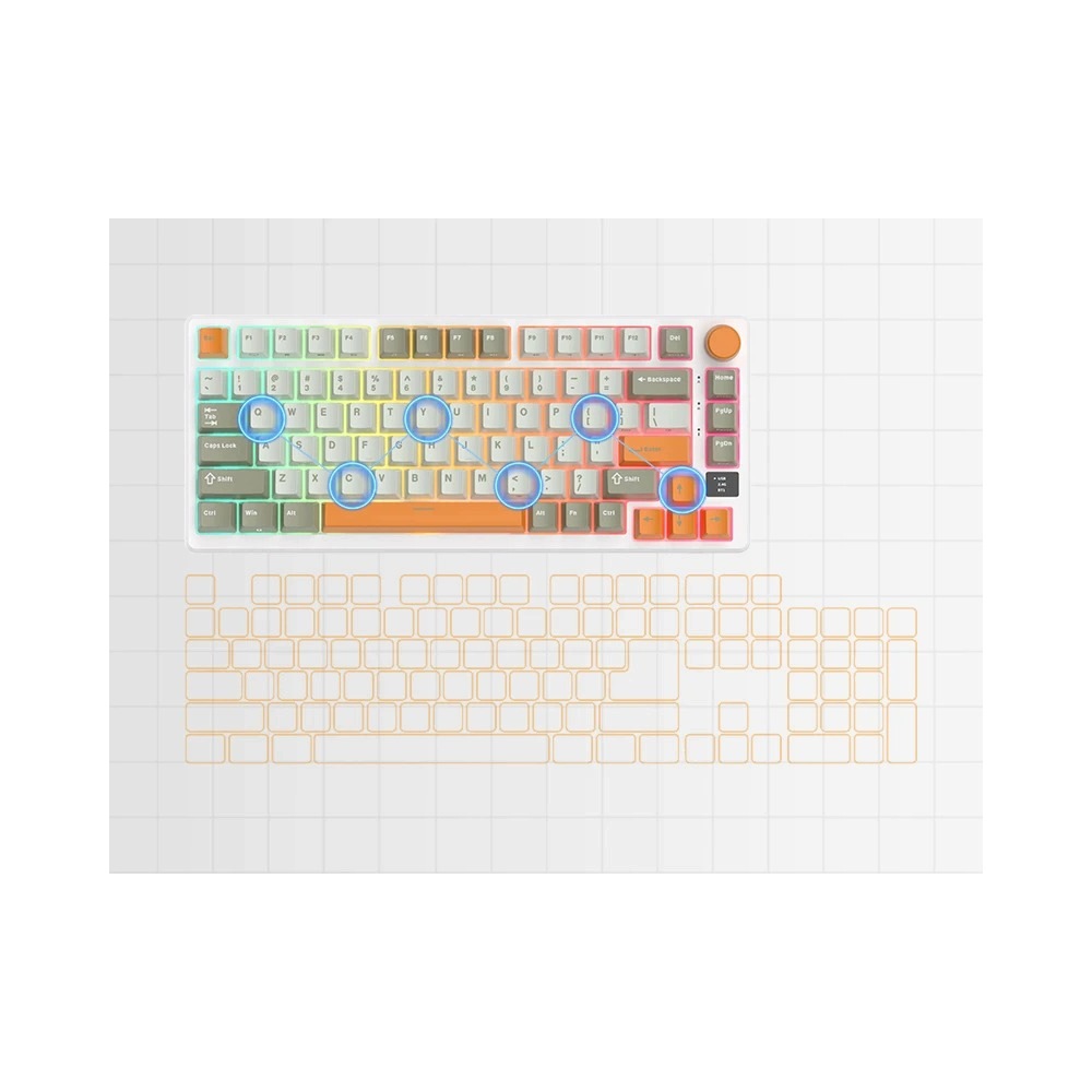 ROYAL KLUDGE RK-M75 Slate Cyan Gaming Keyboard Cream switch — 8