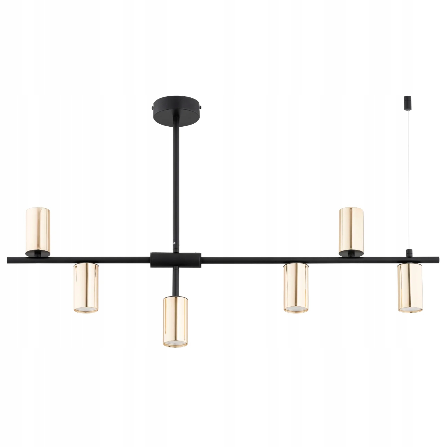 Moderná závesná lampa čierna so zlatými reflektormi 6xGU10 Saur Alfa