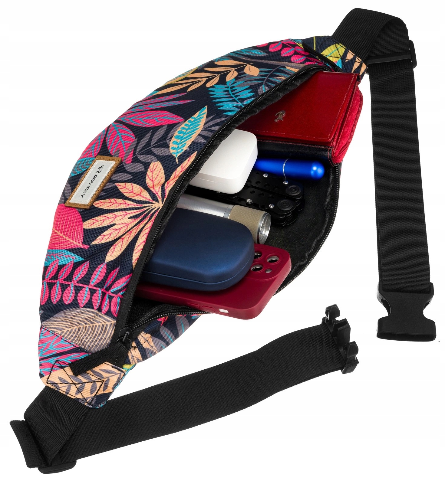 Saszetka damska na biodra nerka długi pasek stylowa mała biodrówka Rovicky Marka Rovicky