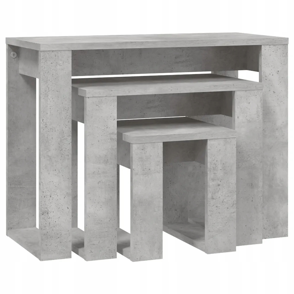 Sada stolků v šedé barvě betonu, 61x28x47 cm, 43x28x37 cm, 25x28x