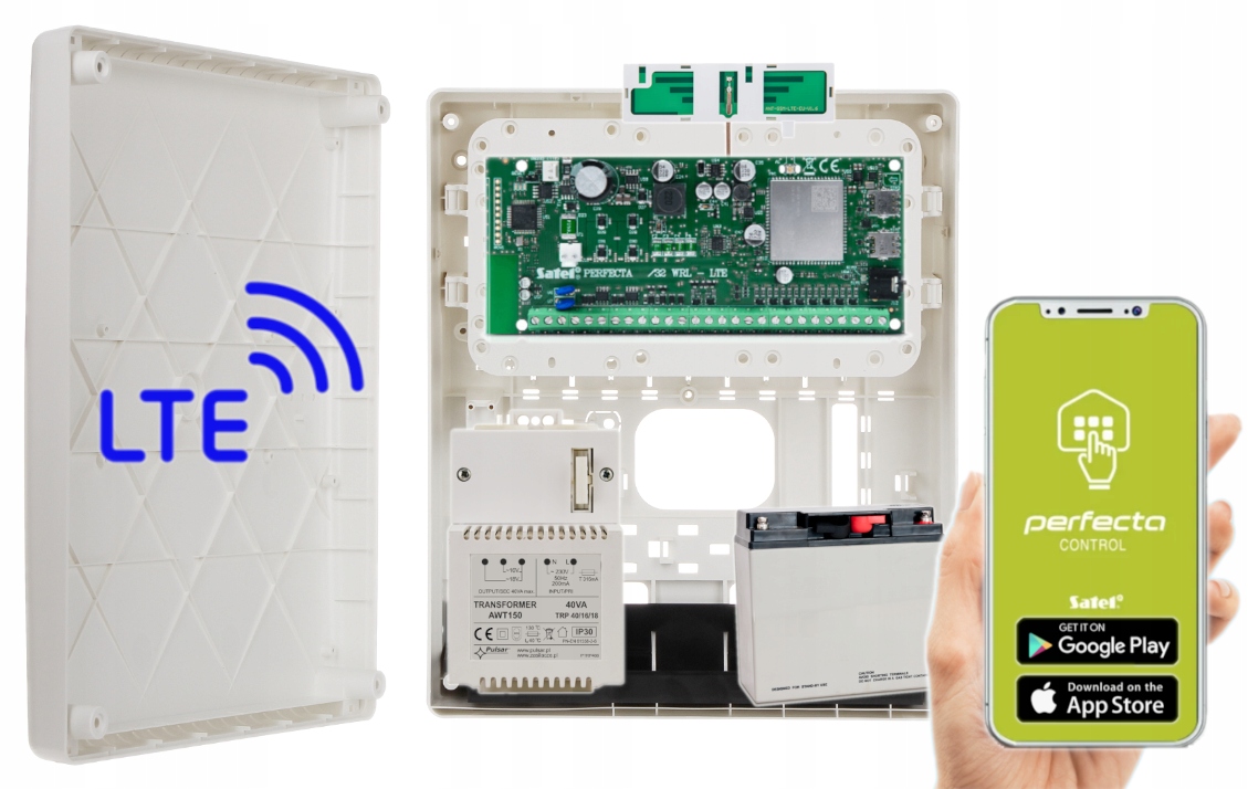 Zestaw Alarmowy Perfecta 32 Lte Sms Push Satel Aplikacja Akumulator 18Ah