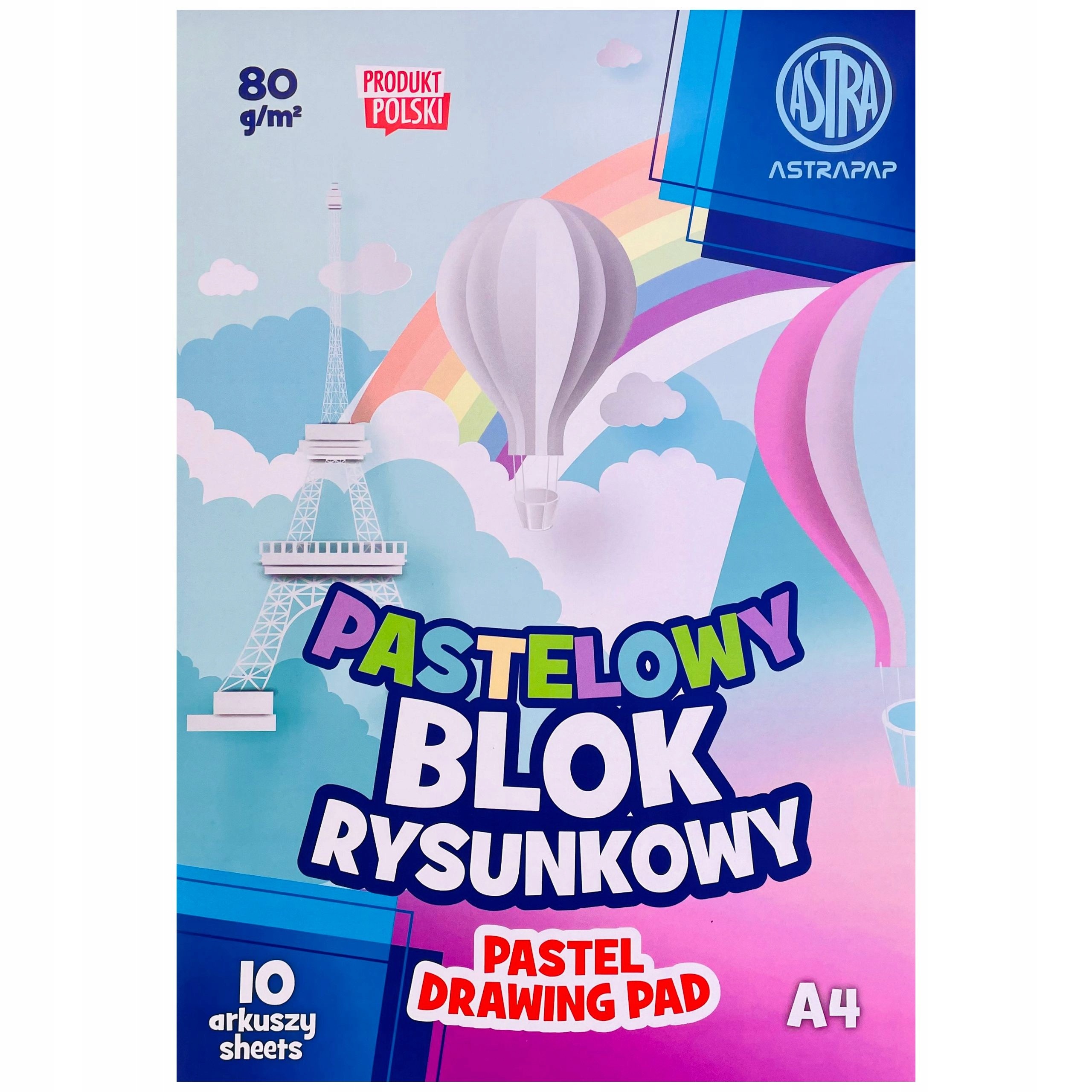 

Pastelowy blok rysunkowy kolorowy A4 10 kartek 80g