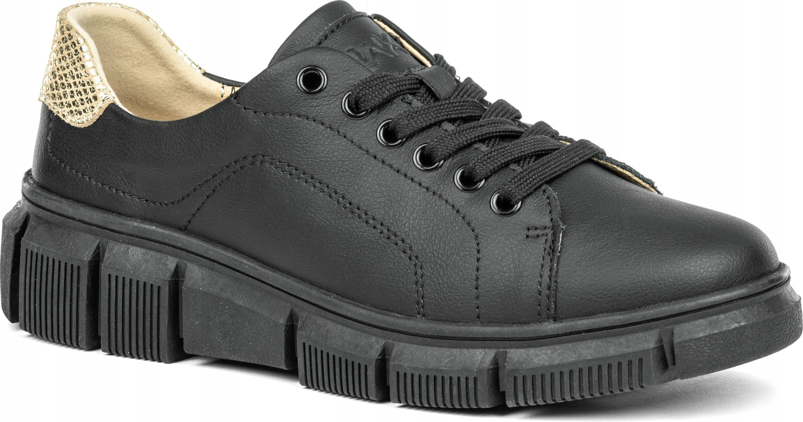 Dámské kožené polobotky černé zlaté, měkké Wojtyłko 39