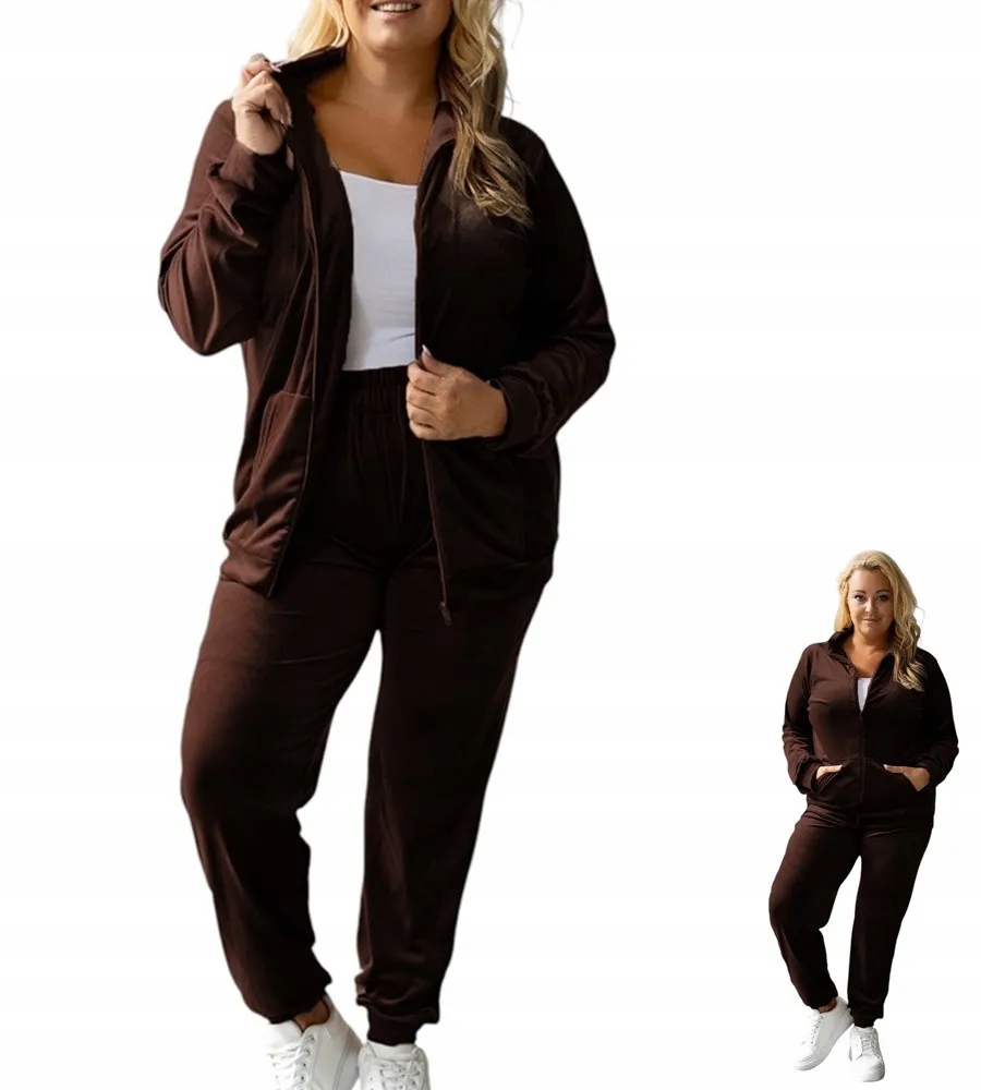 Dámská Teplákovka tepláková souprava bez kapuce velikost XXL/3XL, hnědá