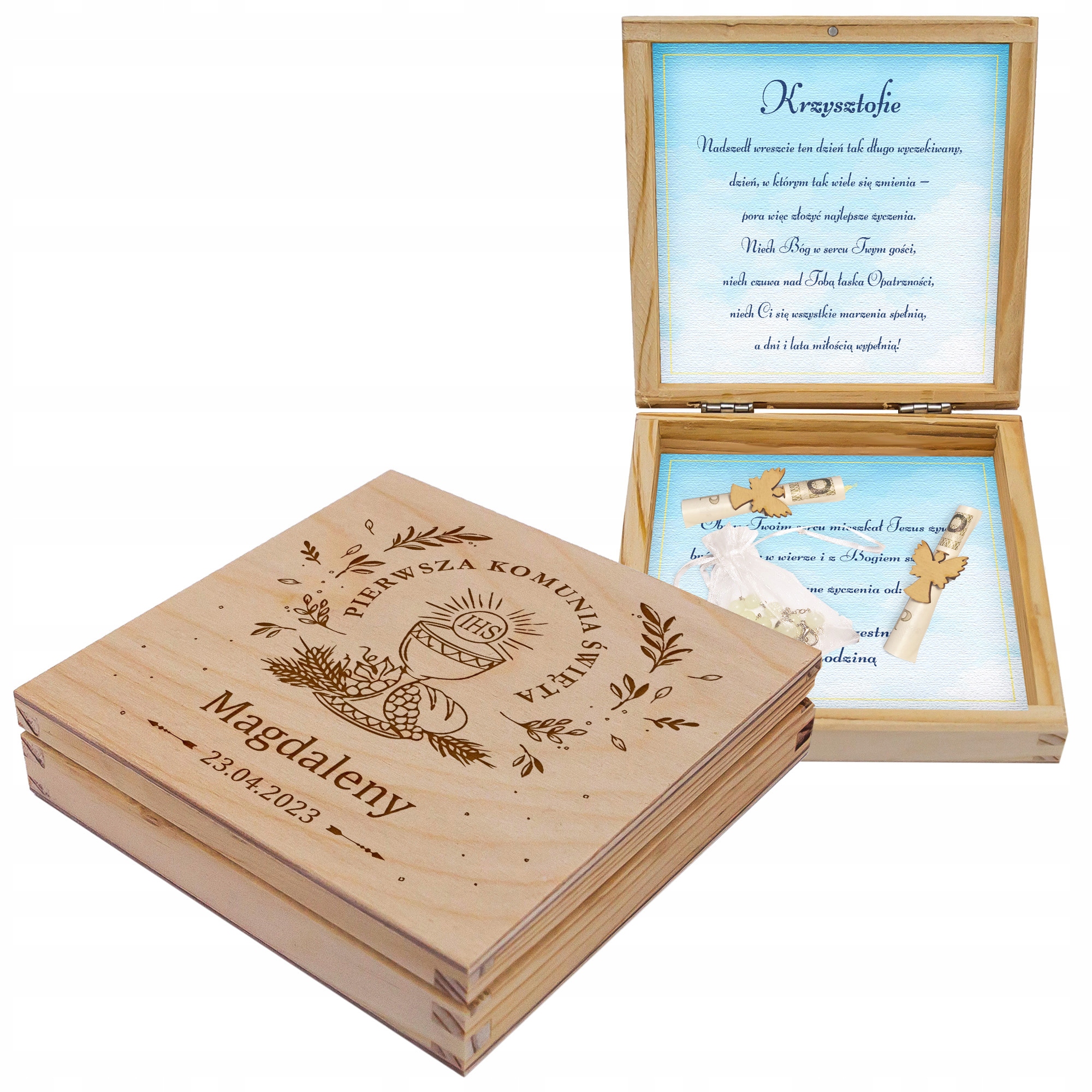 PAMIĄTKA PIERWSZEJ KOMUNII ŚWIETEJ PUDEŁKO NA PIENIĄDZE PREZENT NA KOMUNIĘ Rodzaj inny
