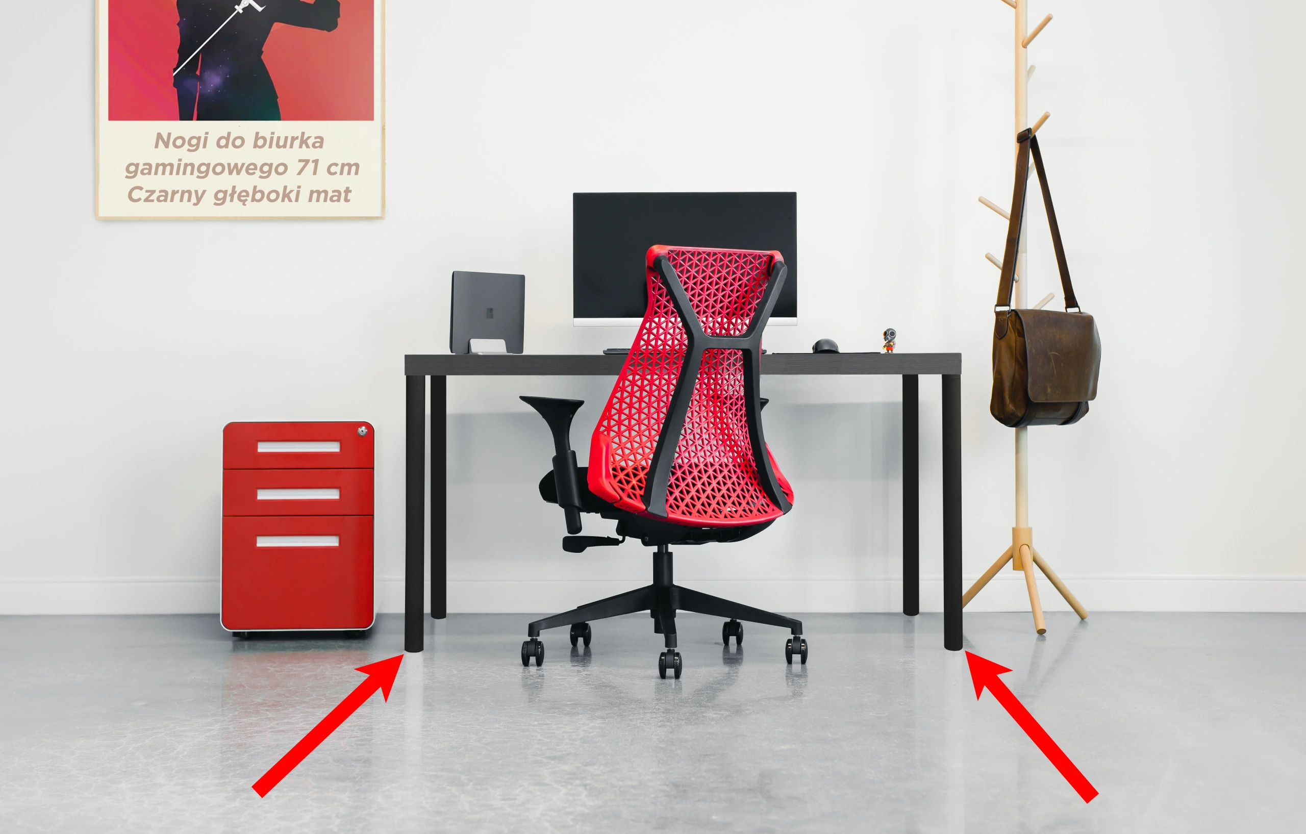 NOGi DO STOŁU BIURKA REGULACJA CZARNA 710MM 4 SZT Model FB-BKFYL-342