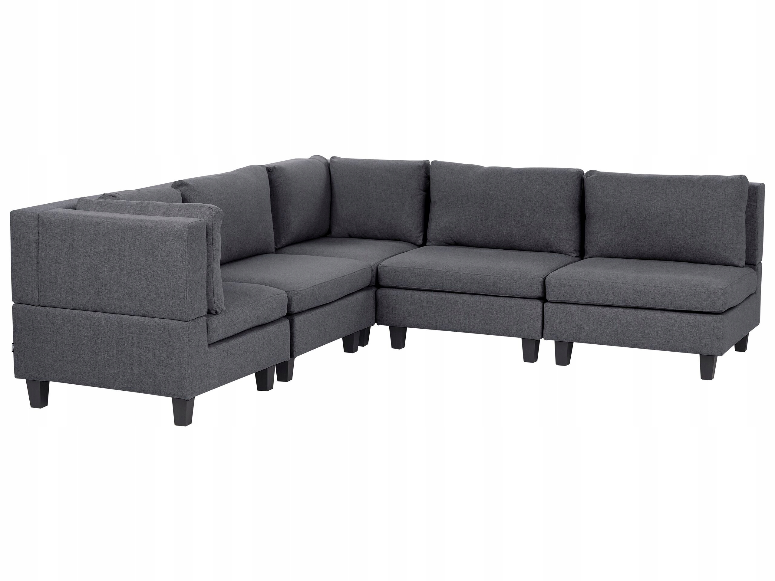 Narożna sofa modułowa tapicerowana 5-osobowa ciemnoszara