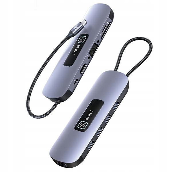 Adaptér Usams 10v1 Usb-c 3xUSB-A 3.0,TF,SD,USB-C,HDMI,RJ45,VGA PD100W