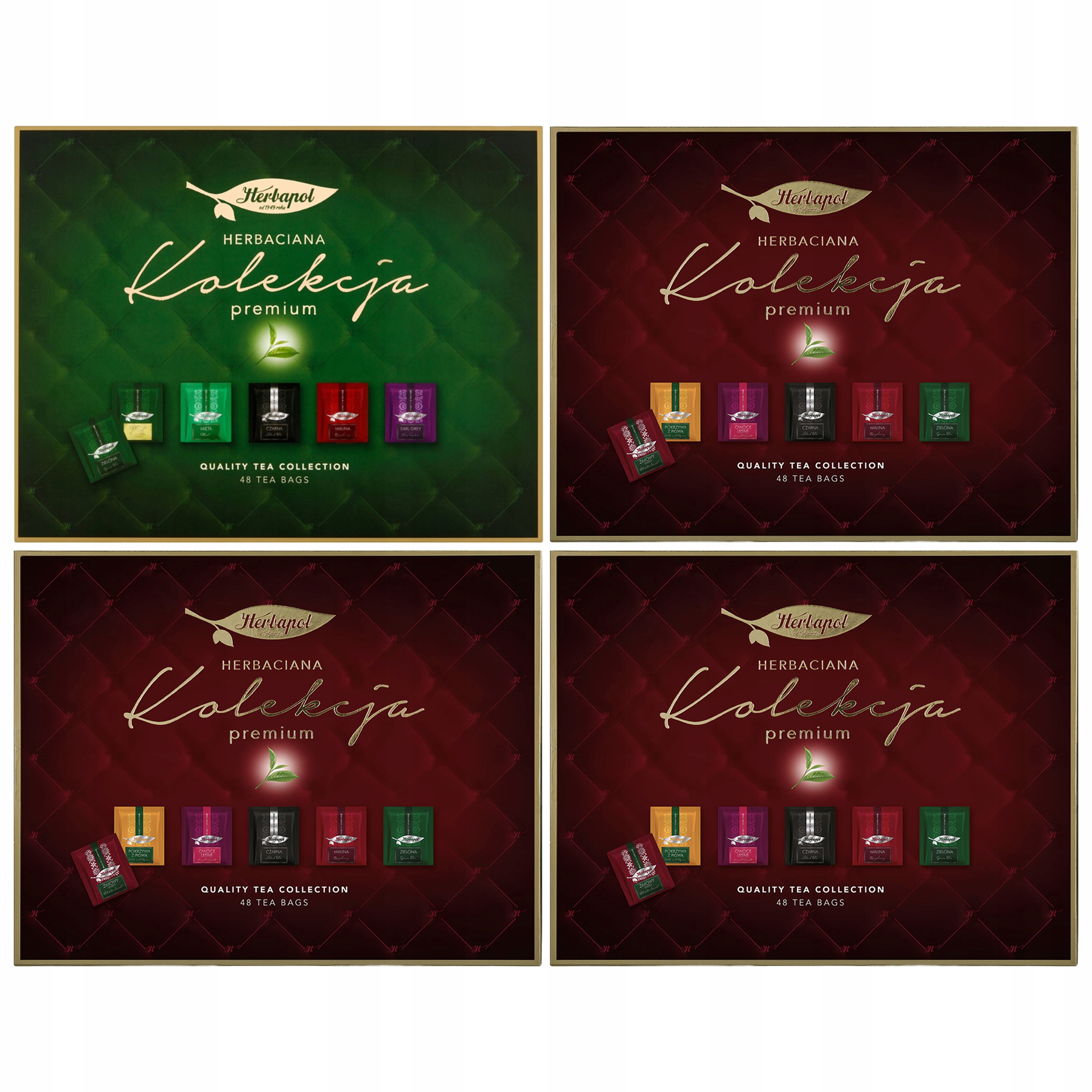 Kolekcja Herbat premium 3xbordowa 1xzielona Herbapol zestaw 192 saszetki