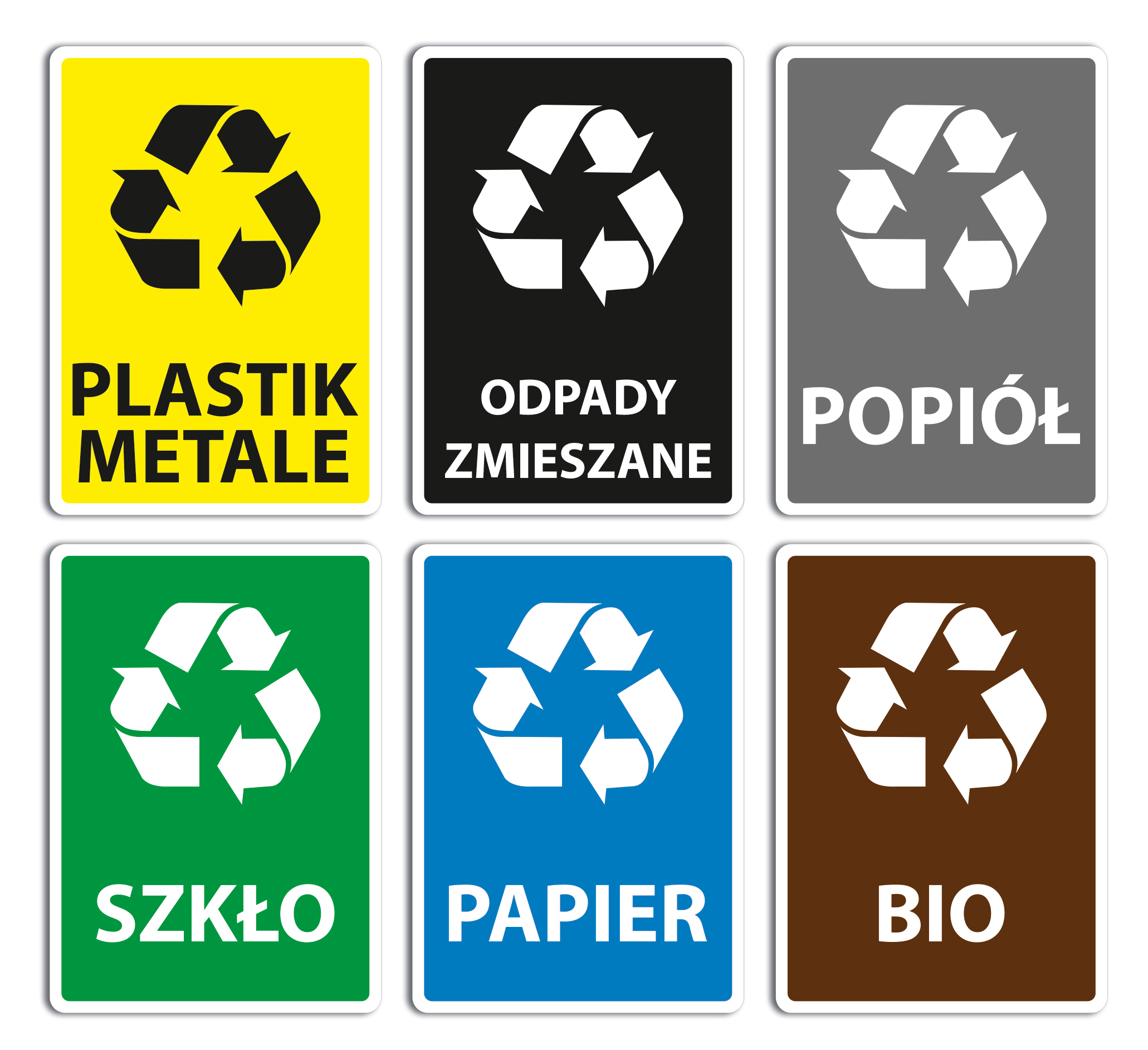 

Naklejki Na Śmietnik kosz Recykling zestaw 6 szt