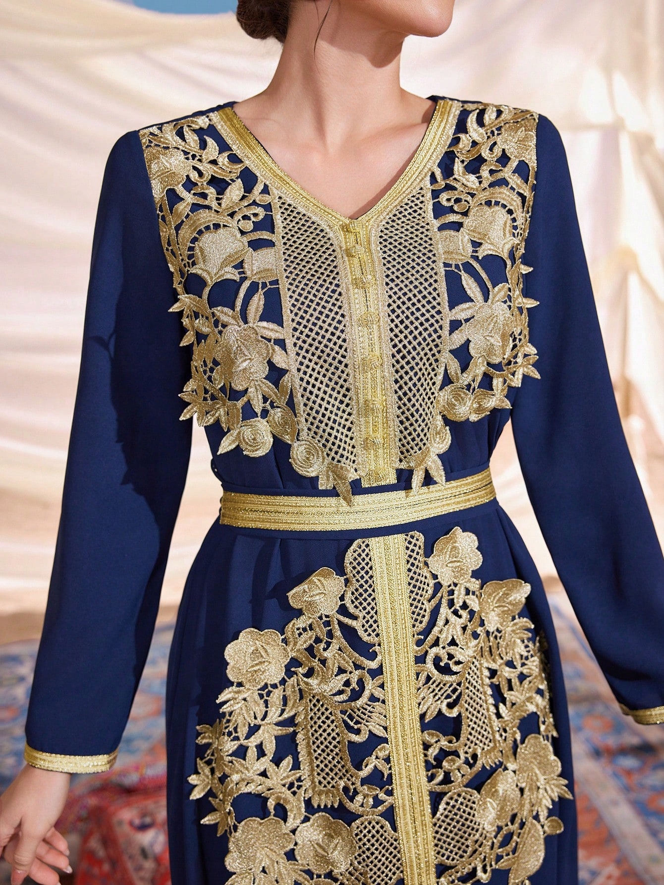 Elegantní Maxi Šaty V Arabském Stylu S Vyšívaným Shein XL 42