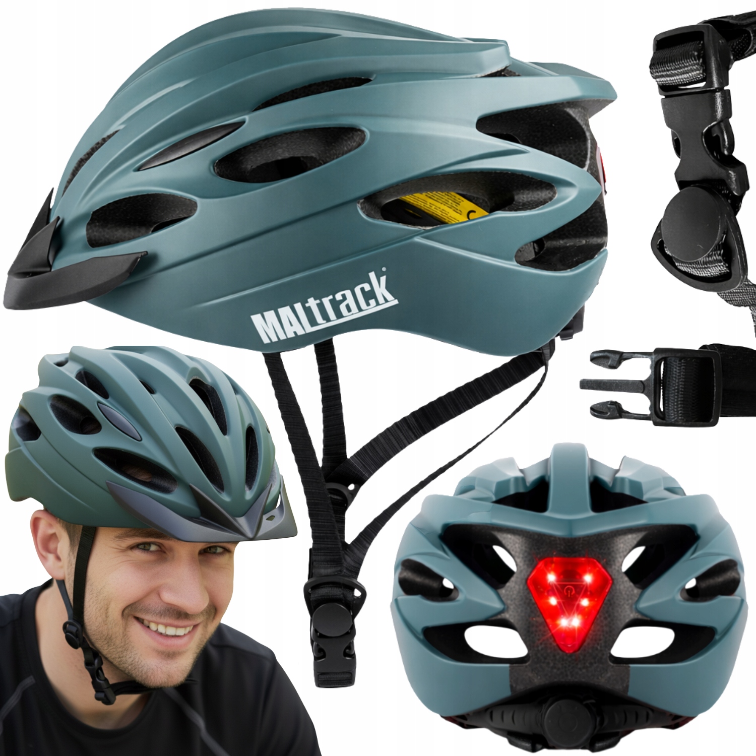 Pánská Cyklistická Přilba Dámská Mtb, Nastavitelná, Sportovní, Pohodlná, S Lampičkou, 58-61 CM