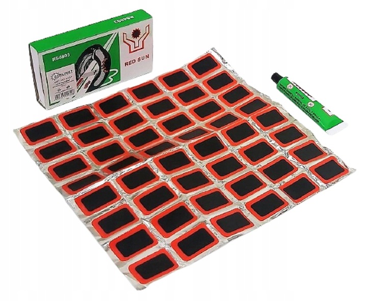 ŁATKI DO OPON DĘTKI GUMY ZESTAW NAPRAWCZY ROWEROWY DO PIŁEK 48 SZTUKI +KLEJ