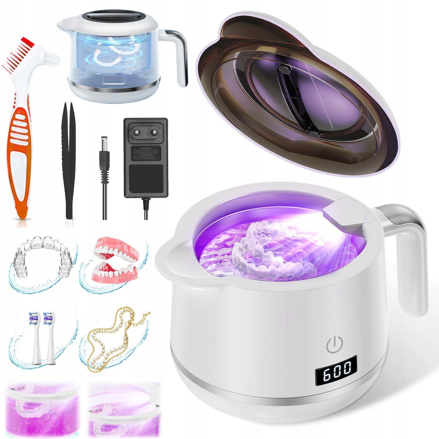 Myjka Ultradźwiękowa 180ML 42 Khz Czyszczenie Protez Zębowych I Biżuterii