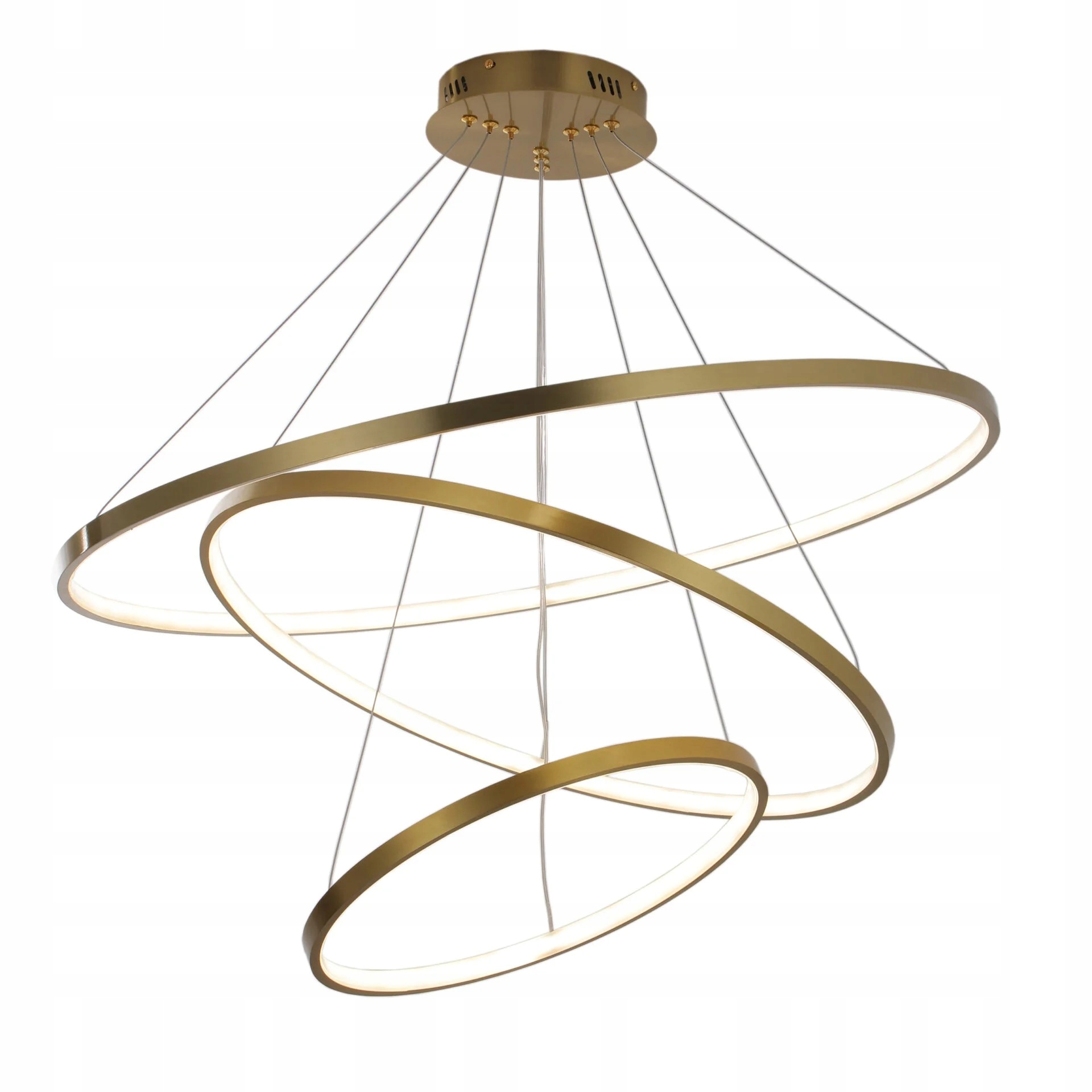 Lampa sufitowa 40/60/80cm wisząca 3 ringi złota Led do salonu duża