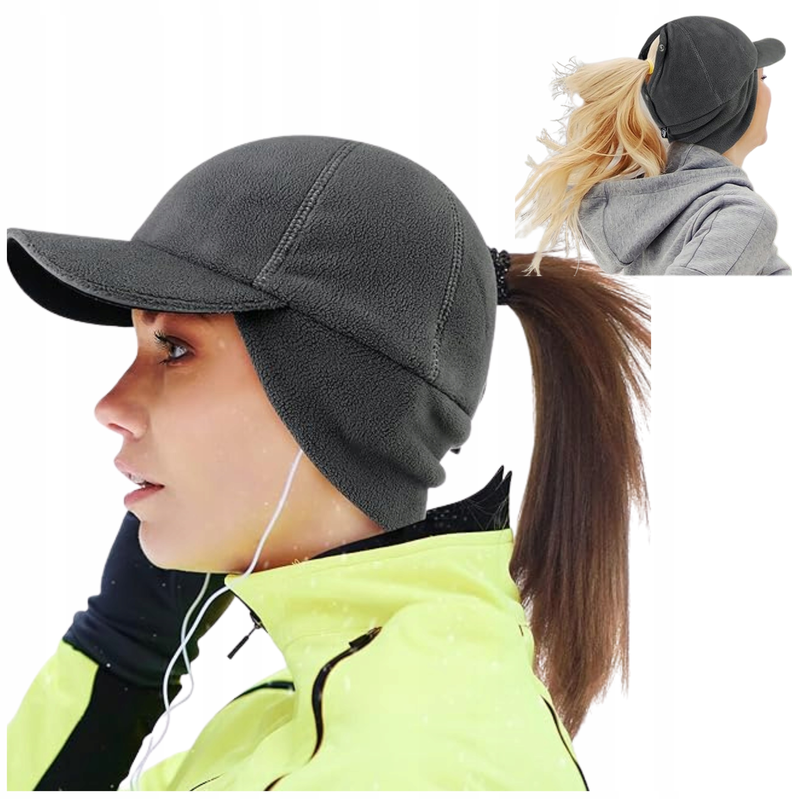 Czapka do biegania z daszkiem sportowa treningowa zabezpieczenie uszu