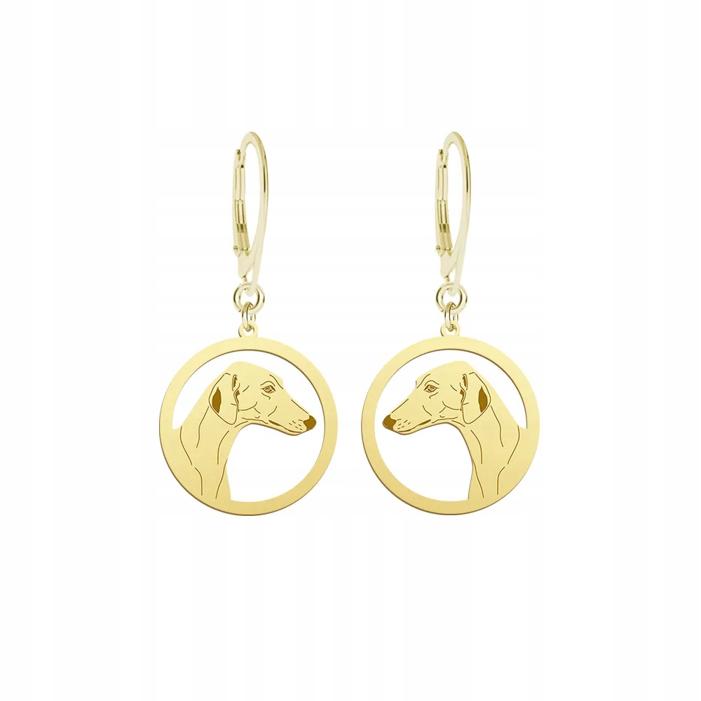 Náušnice Zlaté s psem Africký chrt 925 Bigiel Dárek Gravírování Bonus