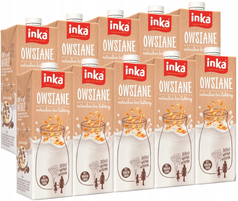 10x Inka Owsiane Napój owsiany mleko roślinne z owsa naturalne 1l