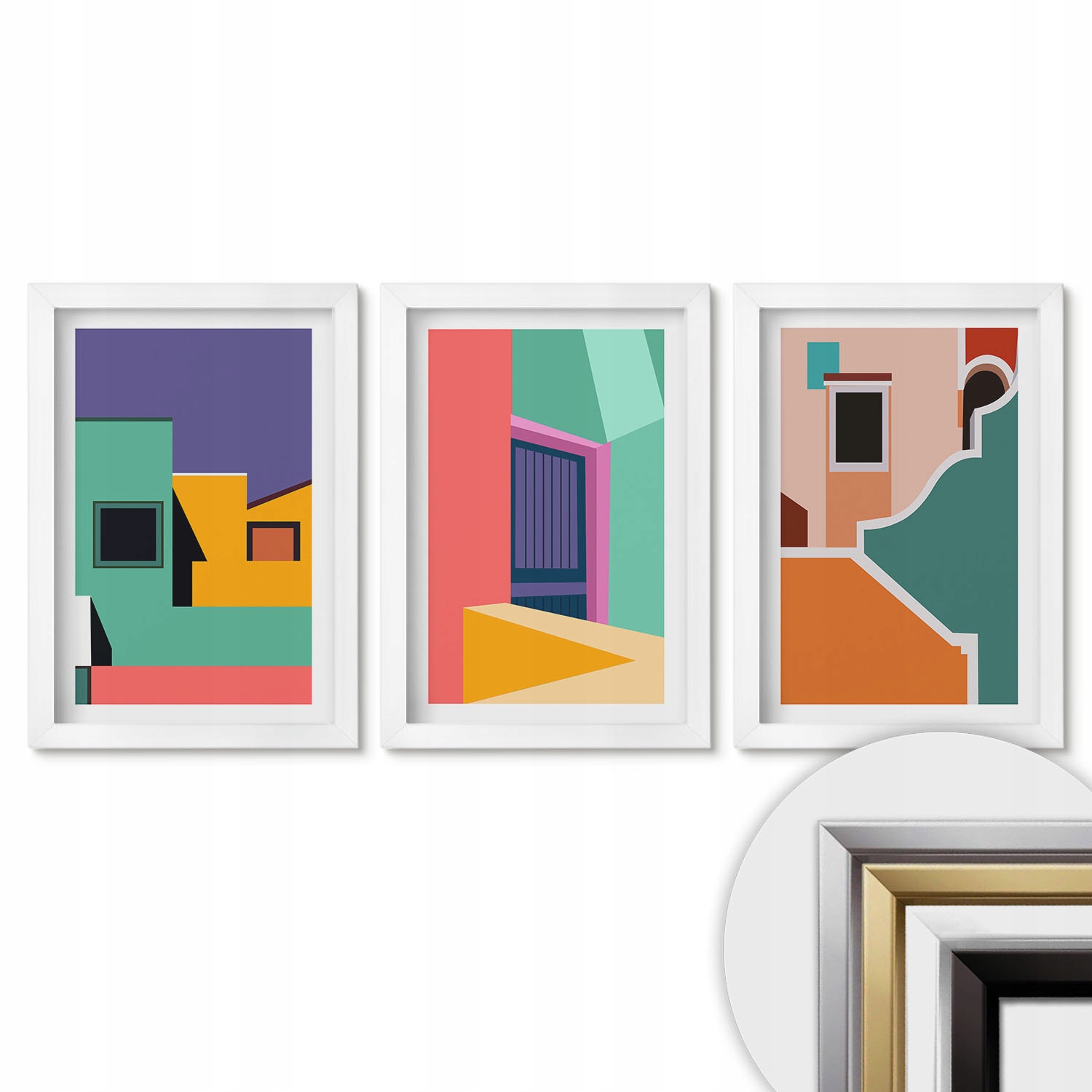 Sada fotodekorativních obrazů 20 x 30 cm Barevné ilustrace města