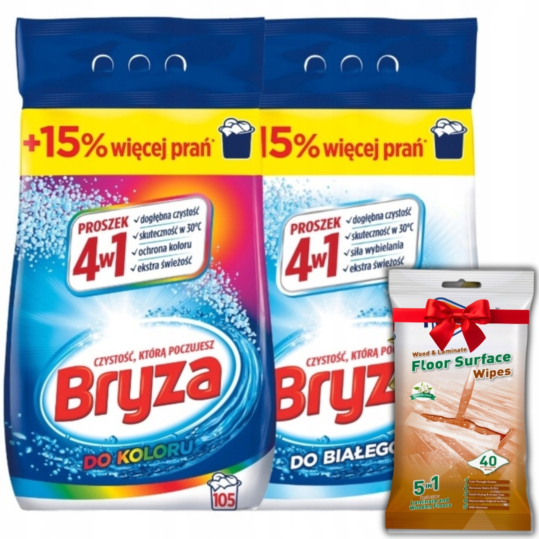 Bryza Prášek na praní 4v1 Color White 13,65 kg 210 pr Dárek