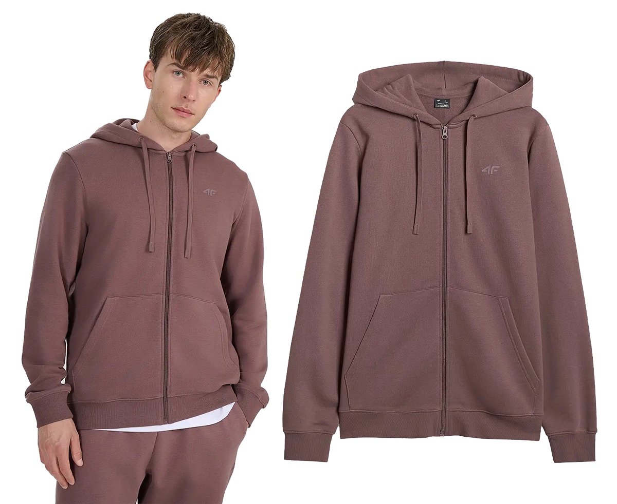 Pánská mikina 4F s kapucí , na zip, M1982, hnědá, L