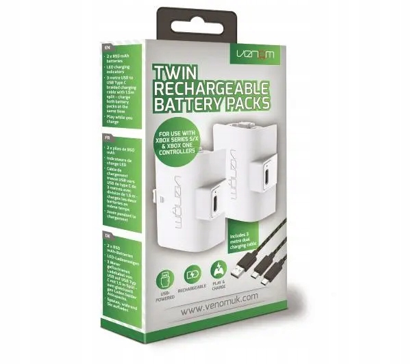 Akumulatory do padów Xbox Venom VS2872 kabel