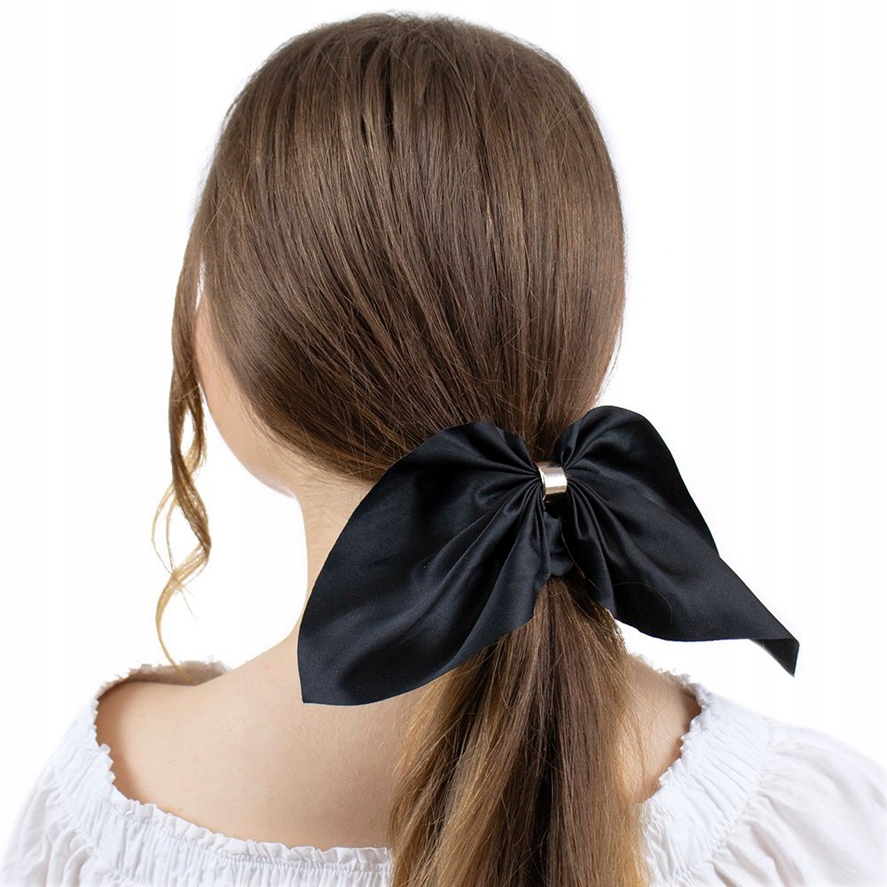 GUMKA do włosów frotka SCRUNCHIES KOKARDA czarna Rodzaj pojedyncza gumka