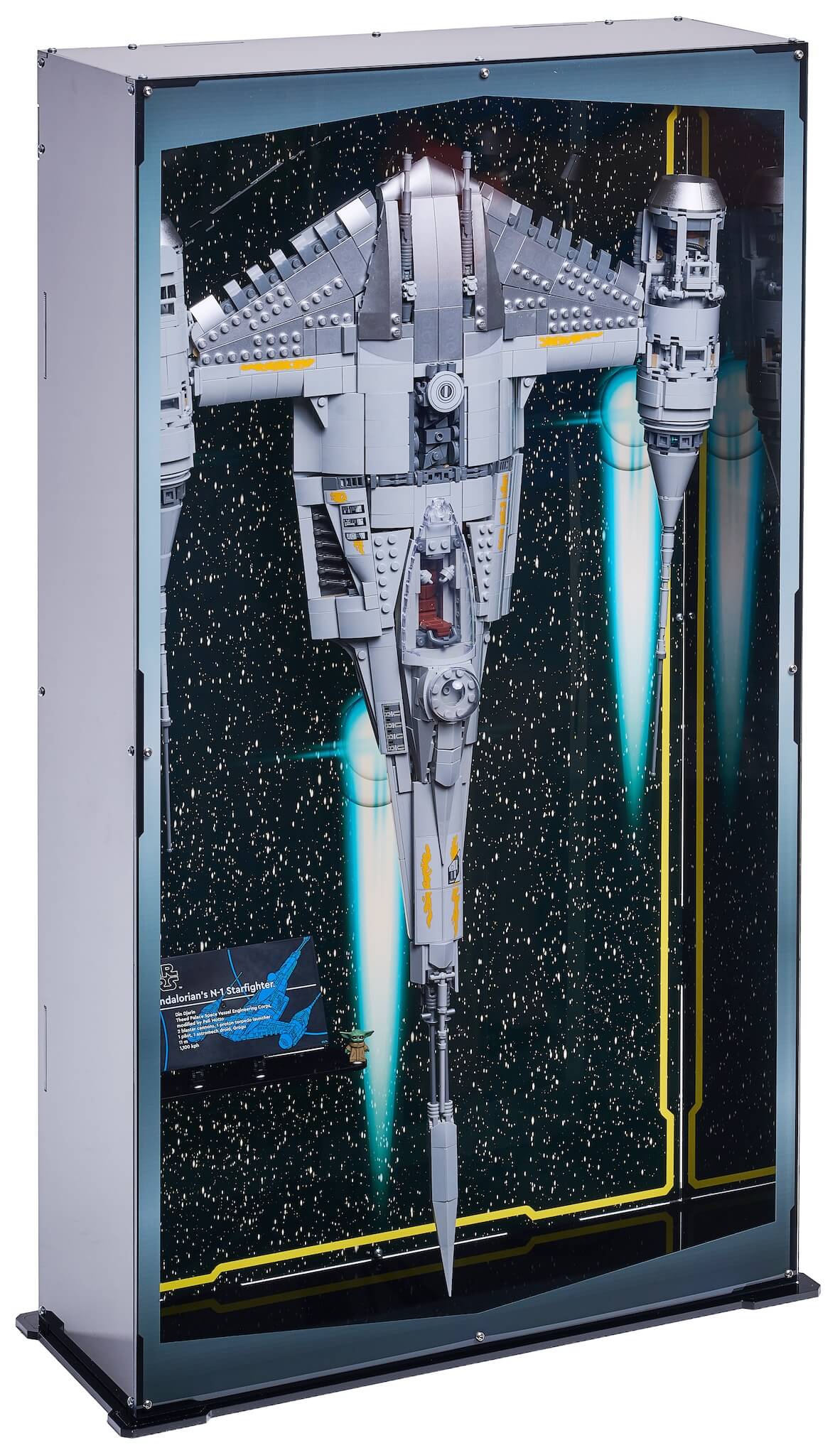 Vertikálna vitrína s pozadím Blacked Brick pre Lego 75442 Star Wars: Stíhačka N-1