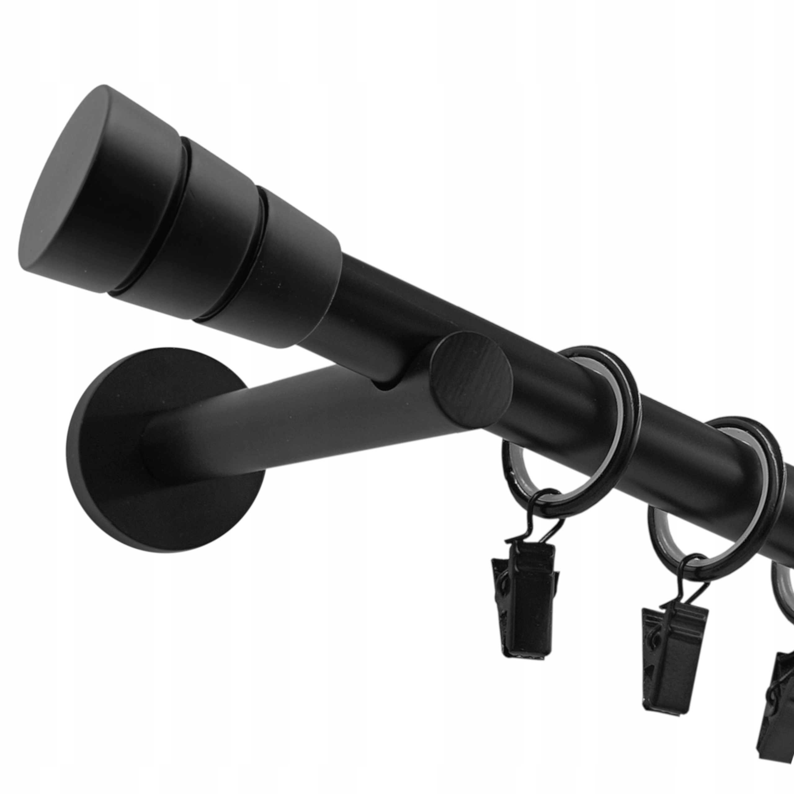 Jednoduchá Garnýž Kovový 19 MM Černý Mat 400 CM Válec Basic